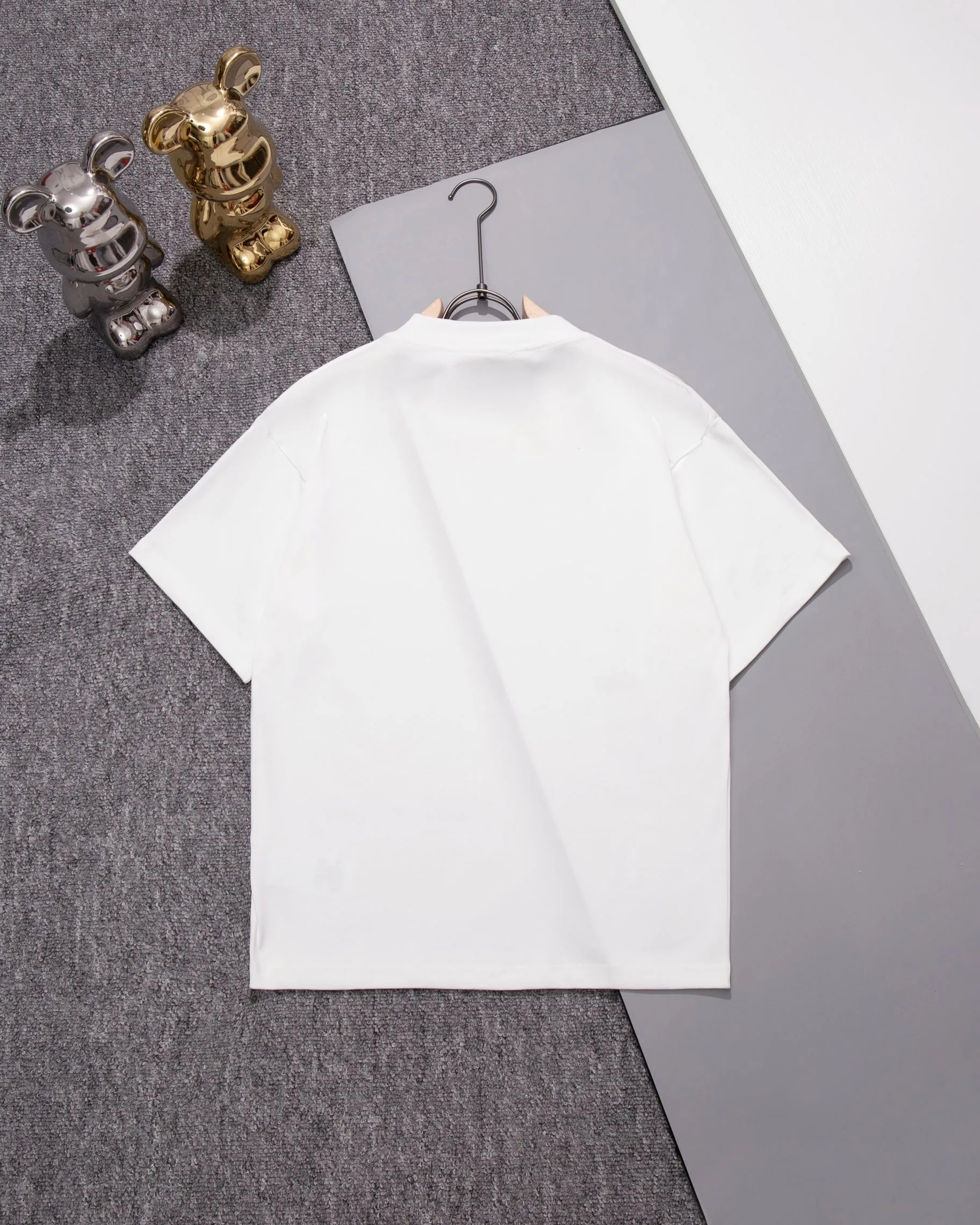 🅿️200 DIOR Dior round neck short-sleeved T-shirt printed hot diamond LOGO official synchronization 1:1 original mold opening fashion personality versatile trend pure original quality original washed fabrics hangtag collar label washed wheat complete three standards Color: Black. White. Size: S M L XL