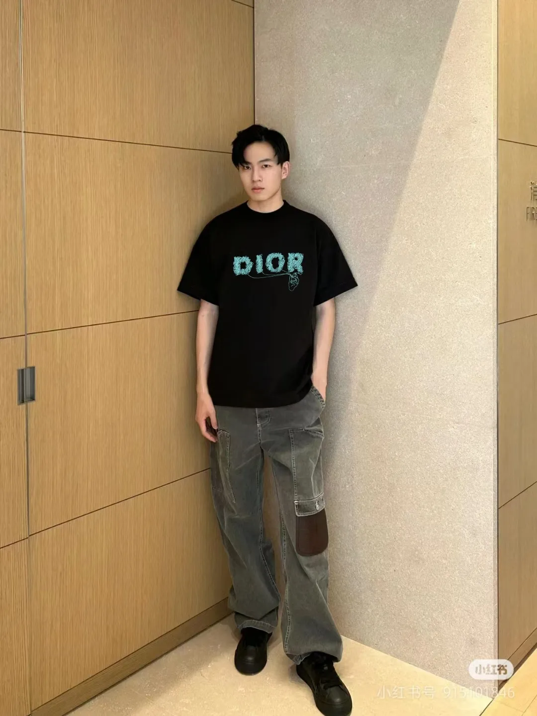 🅿️170 [DIOR Dior] 2025FW short-sleeved T-shirt LOGO printing High-end 26s double yarn 300g fabric Heavy fabric Customized frame ribbing in the same cylinder and dyeing Complete three standards Same style for men and women Color: Black White Size: S M L XL 2XL