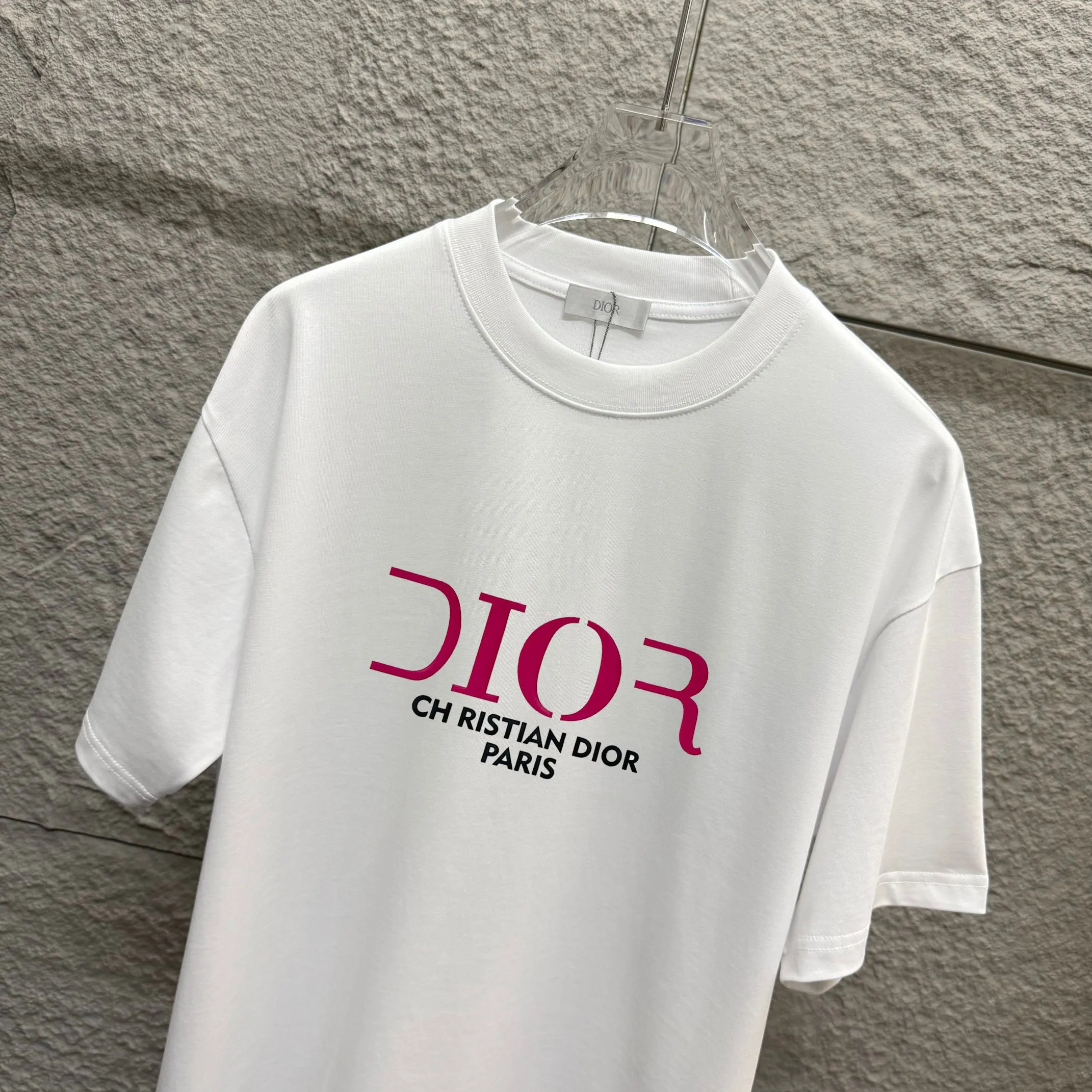 🅿️180 Dio* Dior 2025 spring and summer new style Classic letter thick plate three-dimensional silicone technology Simple and elegant Customized double yarn plain cotton fabric Short-sleeved T-shirt Uniform for men and women Color: black white Size: S (90-130 pounds) M (120-150 pounds) L (140-165 pounds) XL (160-180 pounds) XXL (180-210 pounds)