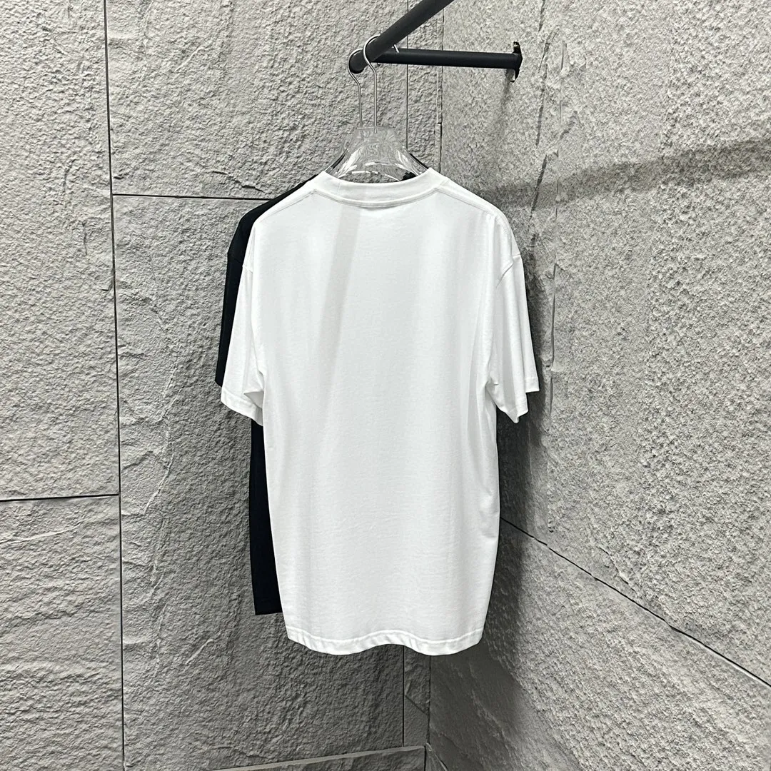 🅿️180 Dio* Dior 2025 spring and summer new style Classic letter thick plate three-dimensional silicone technology Simple and elegant Customized double yarn plain cotton fabric Short-sleeved T-shirt Uniform for men and women Color: black white Size: S (90-130 pounds) M (120-150 pounds) L (140-165 pounds) XL (160-180 pounds) XXL (180-210 pounds)