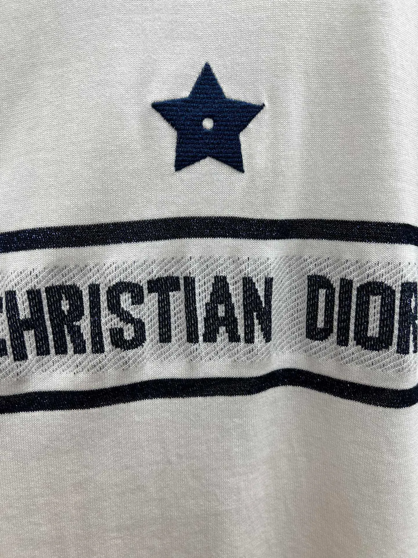 🅿️440 Dior 25ss new round neck star knitted short sleeves, letters and star crochet pattern on the chest, high version, code number: S.M.L.