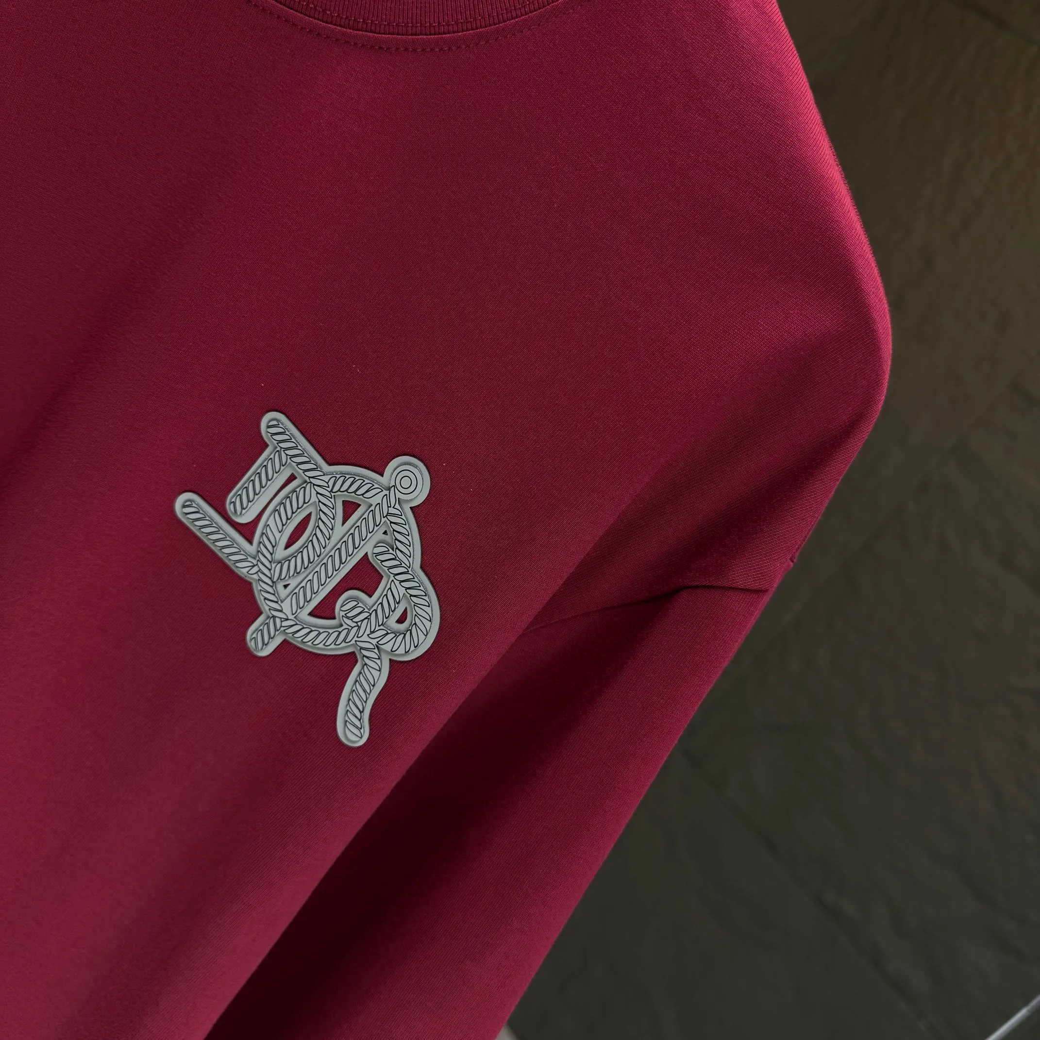 🅿️230 Dio* Dior* 2025 autumn and winter new thick long-sleeved T-shirt 320g pure cotton letter logo three-dimensional silicone Color: Black White Angora Red Size: S M L XL