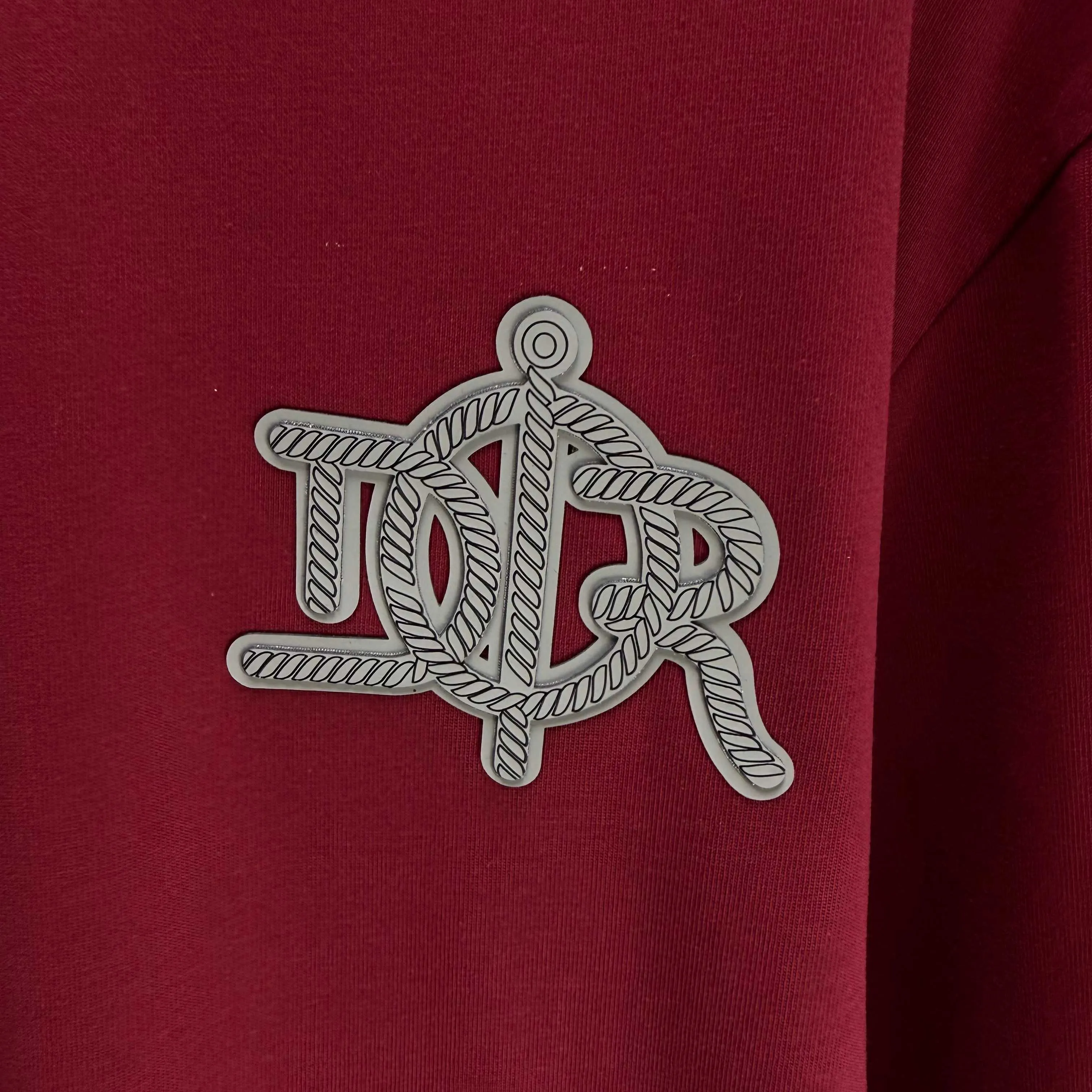 🅿️230 Dio* Dior* 2025 autumn and winter new thick long-sleeved T-shirt 320g pure cotton letter logo three-dimensional silicone Color: Black White Angora Red Size: S M L XL