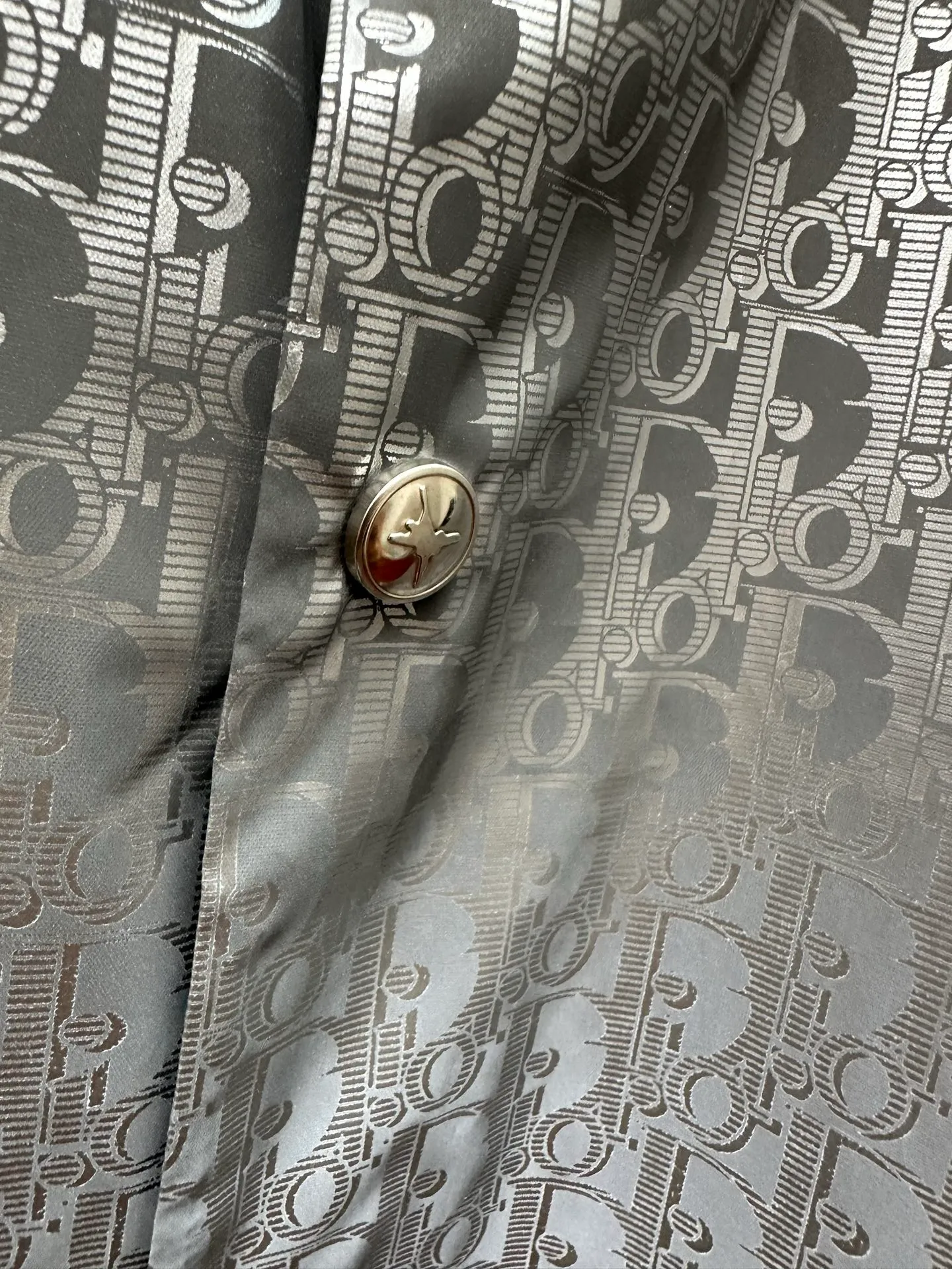 🅿️500 DIOR Dior 25ss Lewis Hamilton FW25 Capsule Series Twill Oblique Printed Reflective Single-Breasted Snap Button Oversized Shirt Size: S M L XL