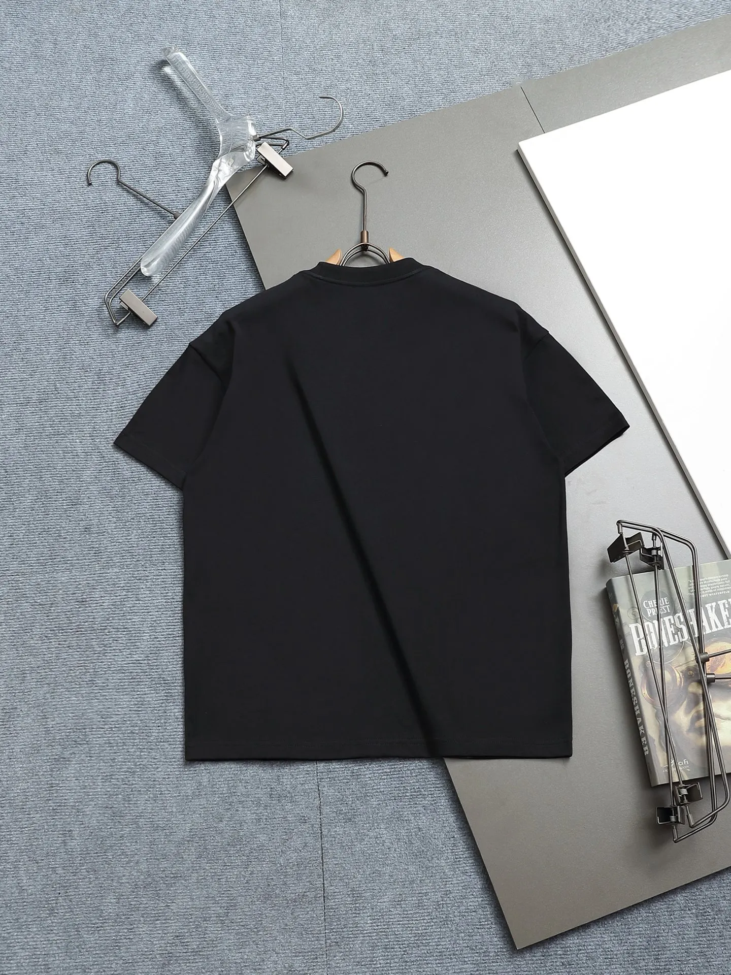 🅿️170 Dior 260g round neck short-sleeved T-shirt, simple towel color block embroidered small label LOGO light luxury design, official synchronization, high version, high quality, fashionable personality, versatile trend, pure original quality, original fabric, tag, collar label, washed wheat, three labels complete, color: black, white, size: XS-L