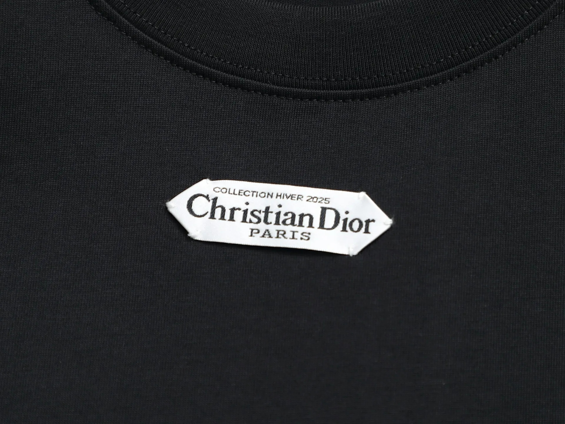 🅿️170 Dior 260g round neck short-sleeved T-shirt, simple towel color block embroidered small label LOGO light luxury design, official synchronization, high version, high quality, fashionable personality, versatile trend, pure original quality, original fabric, tag, collar label, washed wheat, three labels complete, color: black, white, size: XS-L
