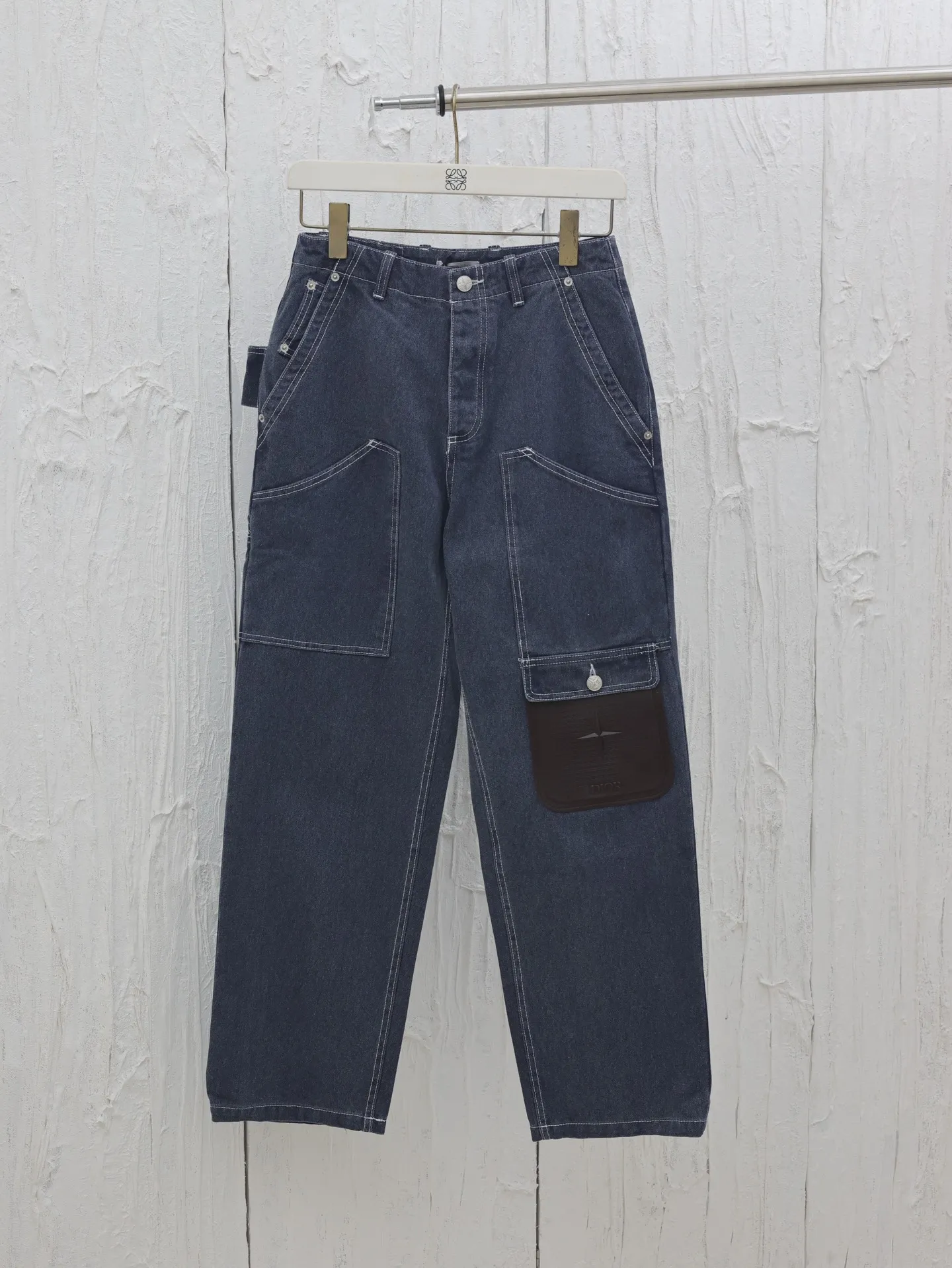 🅿️596 Dio* / Dior 25FW Dior co-branded Stone Island four-pocket canvas jeans trousers. Custom-woven denim fabric, soft and comfortable texture, original washed and faded, loose fit, original molded hardware buttons, complete three-label accessories Size: S/M/L/XL