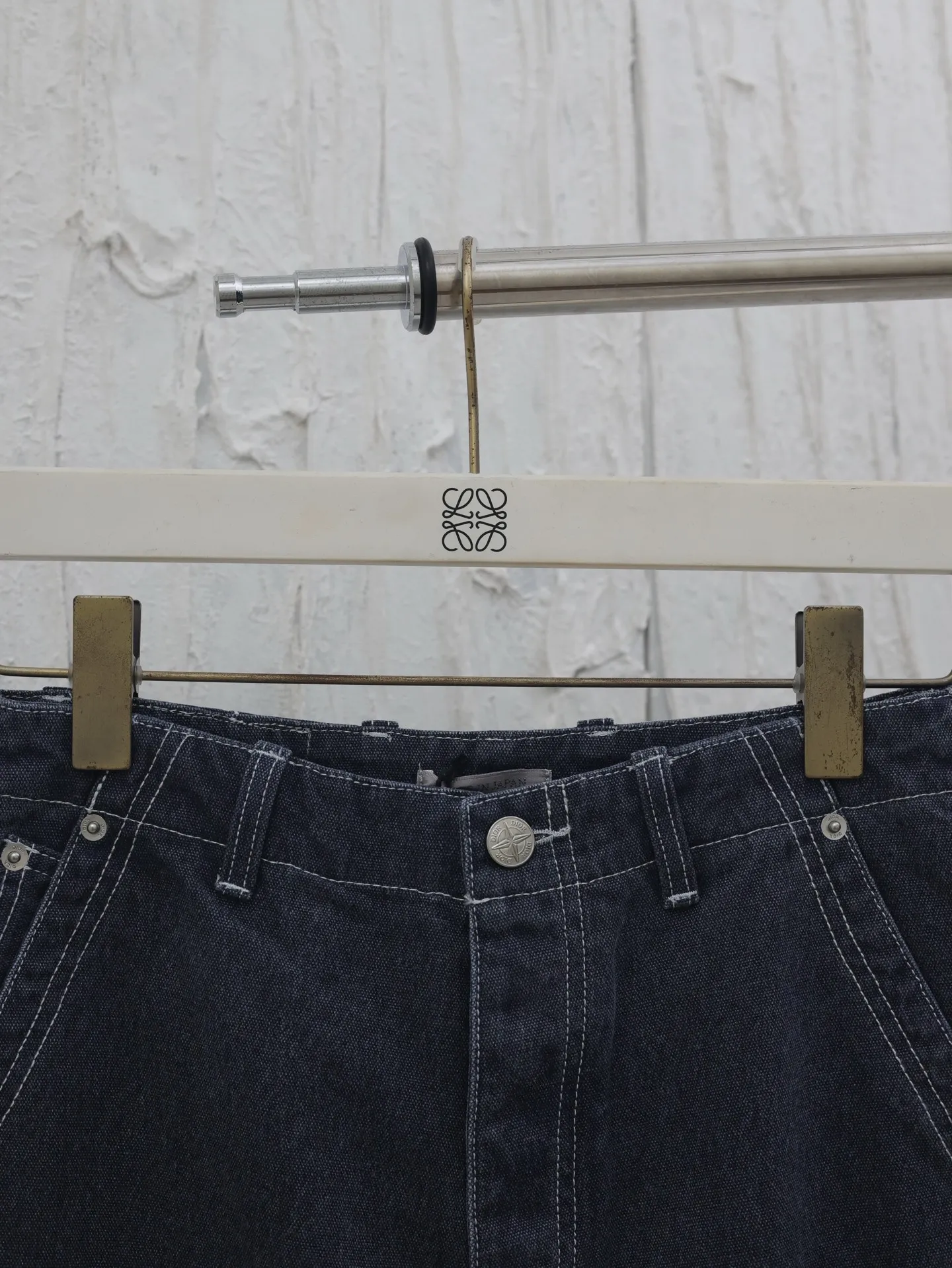 🅿️596 Dio* / Dior 25FW Dior co-branded Stone Island four-pocket canvas jeans trousers. Custom-woven denim fabric, soft and comfortable texture, original washed and faded, loose fit, original molded hardware buttons, complete three-label accessories Size: S/M/L/XL