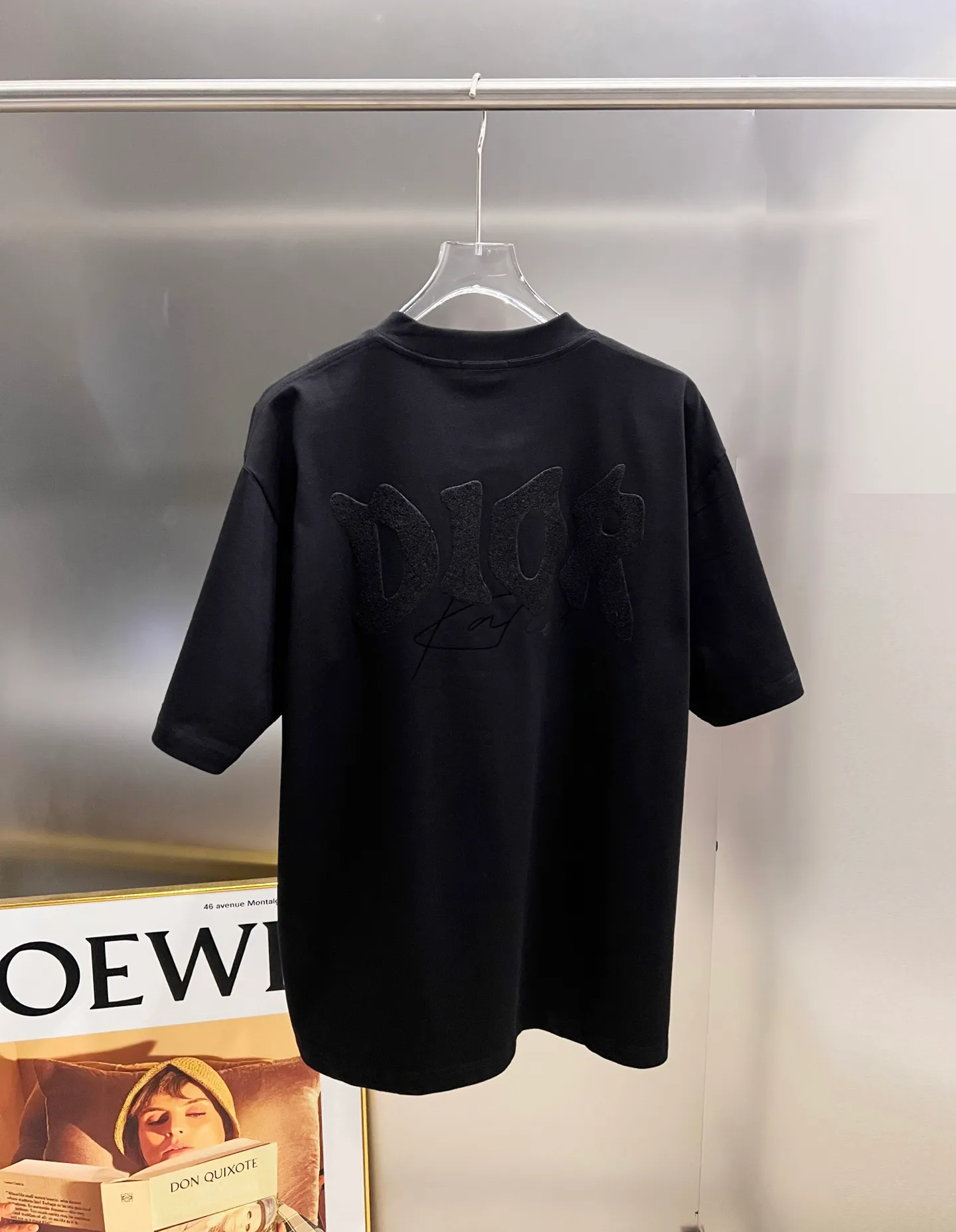 🅿️190 Dio* Dior 2025 autumn and winter new style Classic letter three-dimensional patchwork technology Simple and elegant Customized double yarn plain cotton fabric Short-sleeved T-shirt Same style for men and women Size S M L XL XXL Five sizes black white