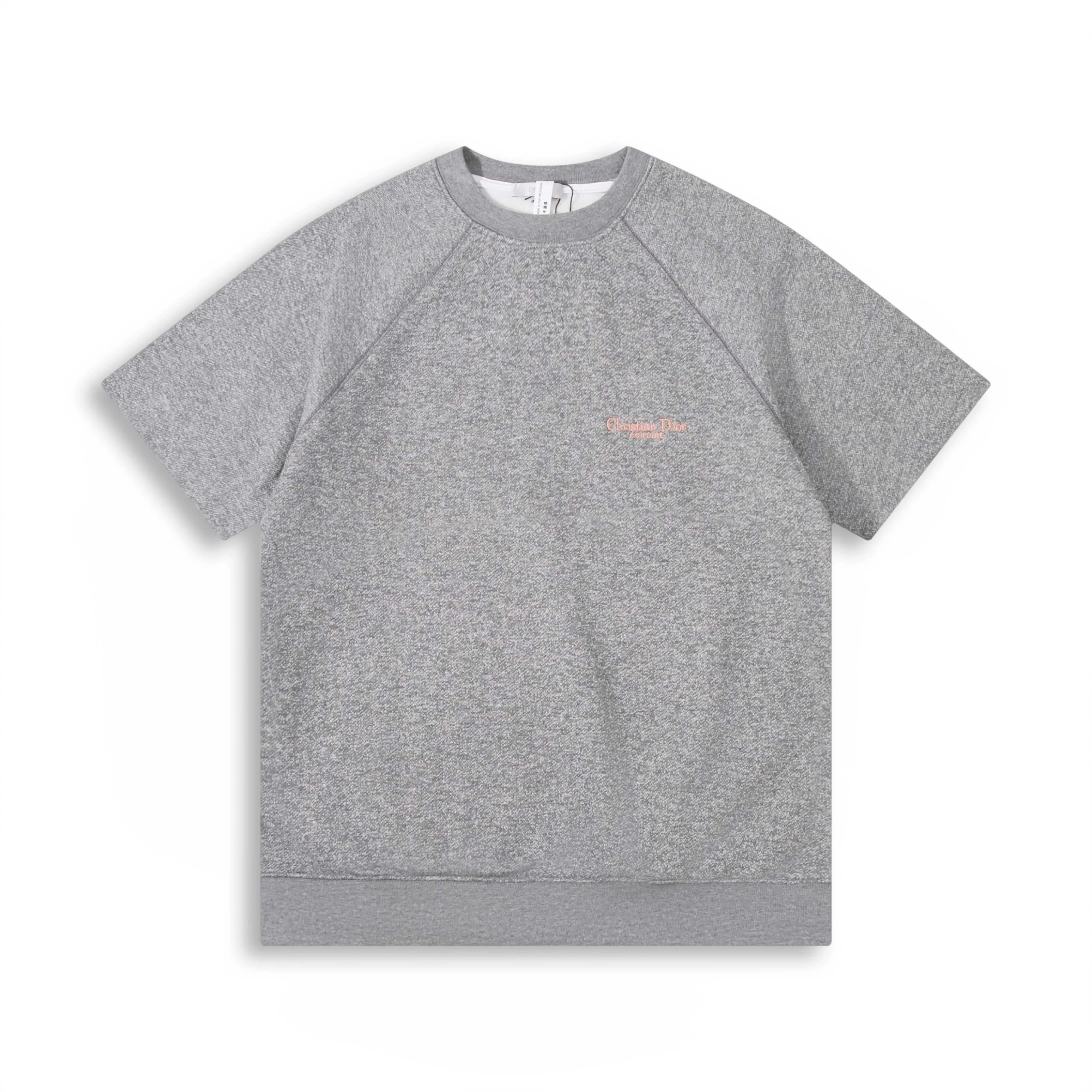 🅿️190 Correct version of high quality D10R new gray dot fleece embroidered letter short-sleeved suit Original mold opening It took more than a month to weave and dye the original consistent gray dot yarn fabric The color is almost 98% the same as the original Original cotton fleece fabric SIZE: XS S M L