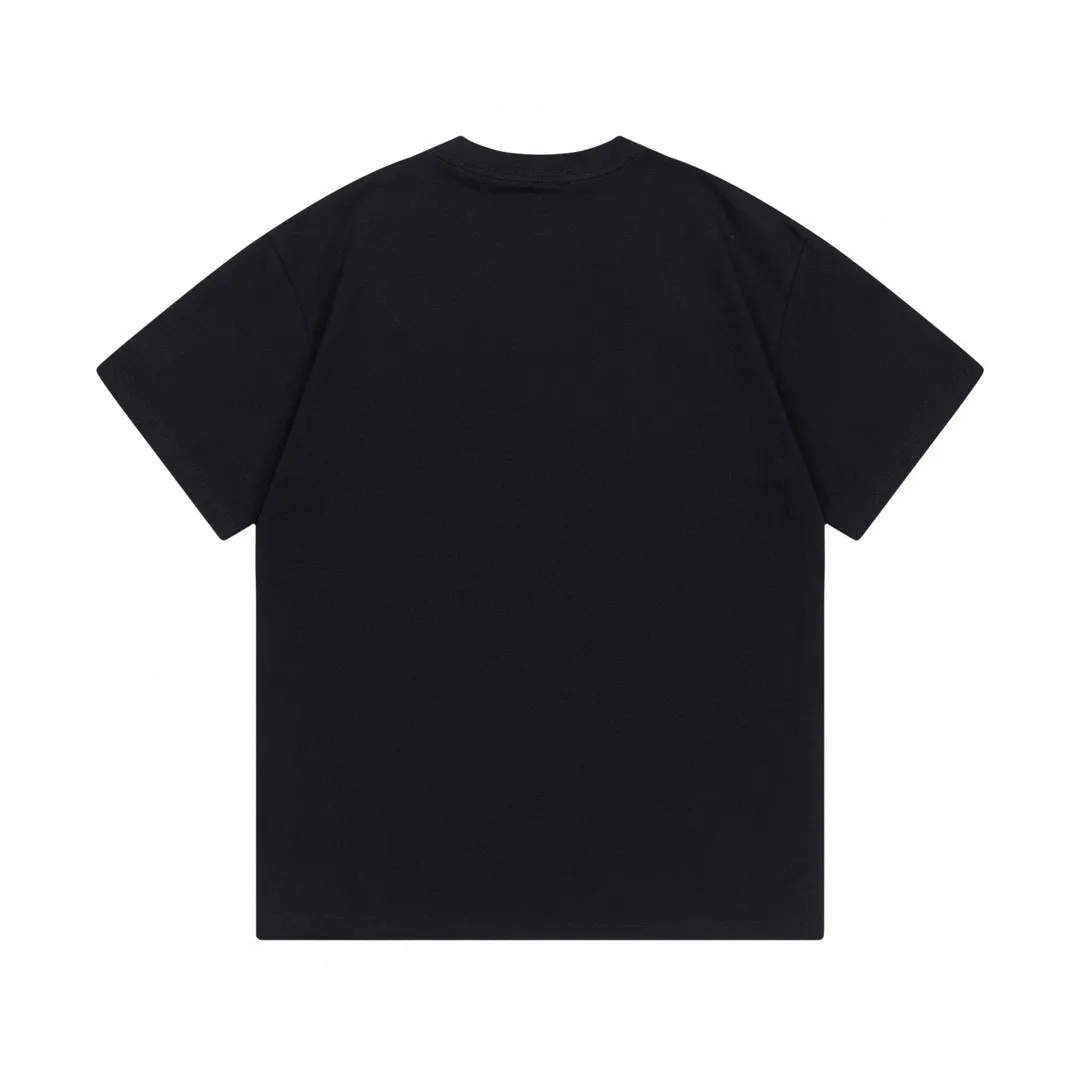 🅿️170 Dior 2025 early spring new style, customized 270g double yarn pure cotton fabric, embroidered fake pockets, hollow letter logo, couple style, short-sleeved T-shirt, color: black, size: XS-L