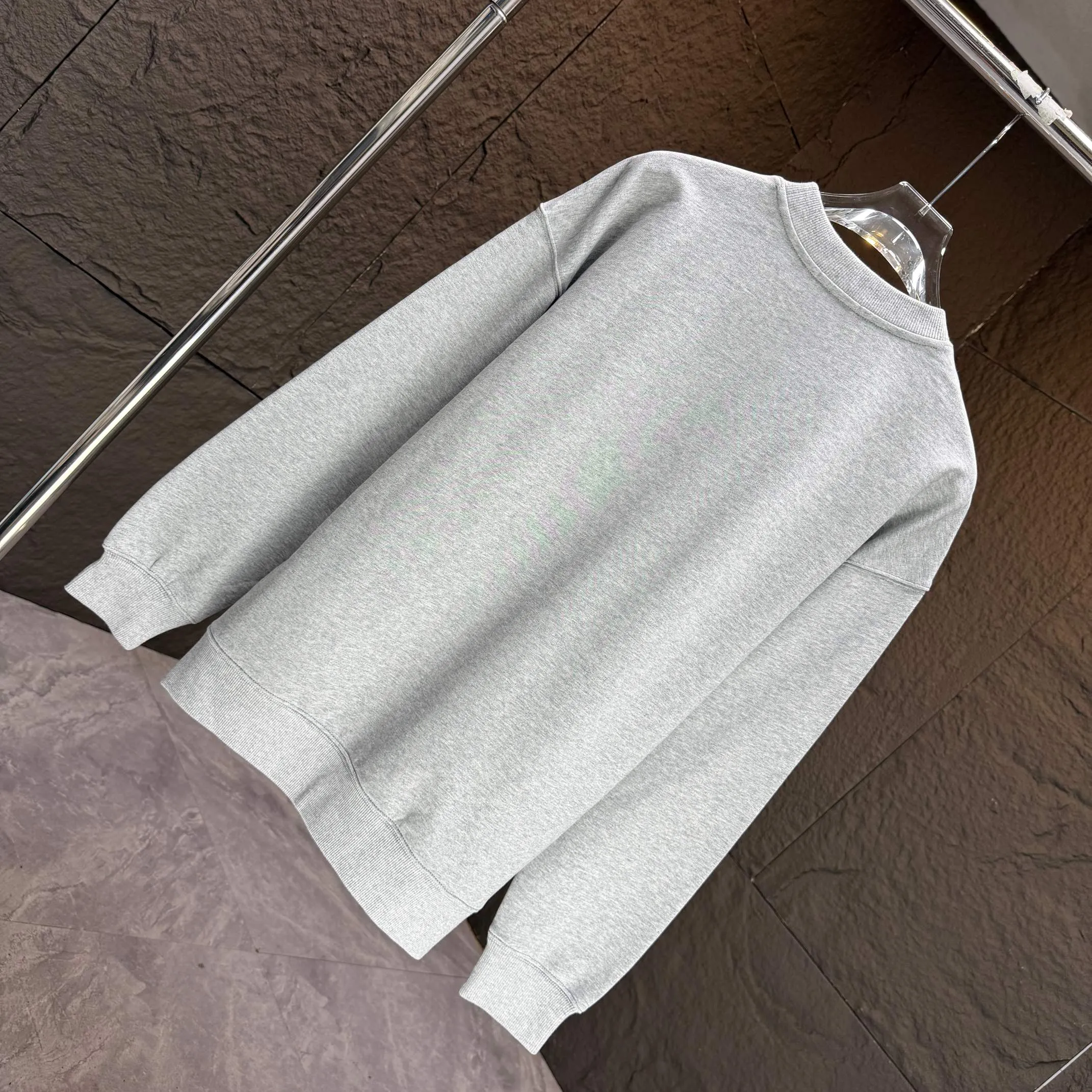 🅿️250 Dio* Dior* 2025 autumn and winter new round neck sweatshirt 400 grams terry cotton letter logo flocking ➕skin-feeling cotton Color: Black White Blue Gray Size: S M L XL XXL