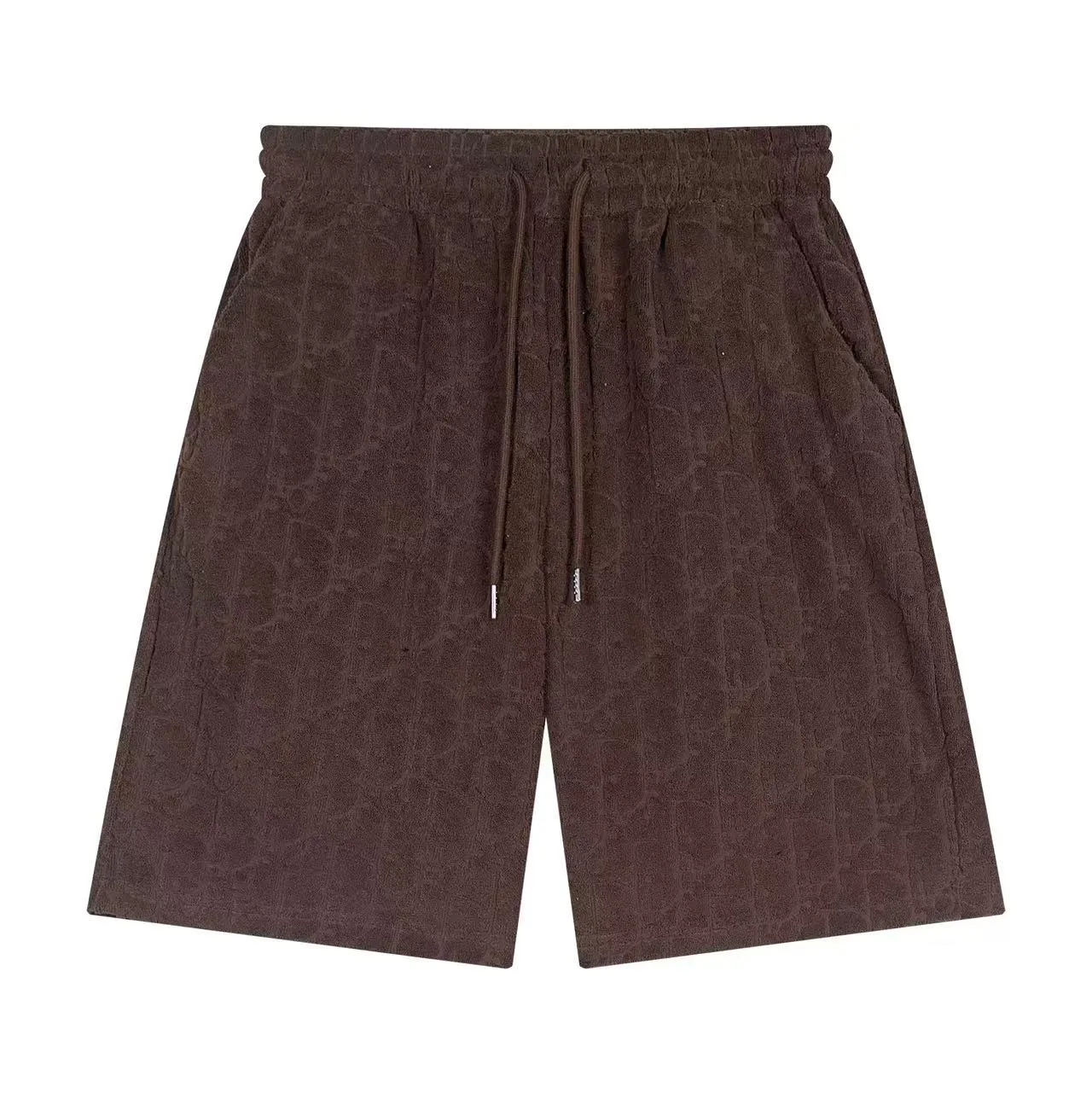 🅿️170 ❥B806# High quality Dior 2025Fall spring and summer new series Presbyopia jacquard terry shorts Custom-woven and dyed pure cotton 100% gram weight 300G fabric Positioning and tailoring heavy material size: S M L XL Color: brown
