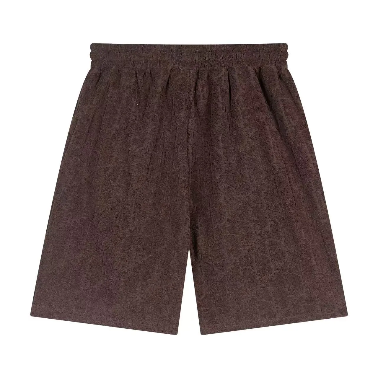 🅿️170 ❥B806# High quality Dior 2025Fall spring and summer new series Presbyopia jacquard terry shorts Custom-woven and dyed pure cotton 100% gram weight 300G fabric Positioning and tailoring heavy material size: S M L XL Color: brown