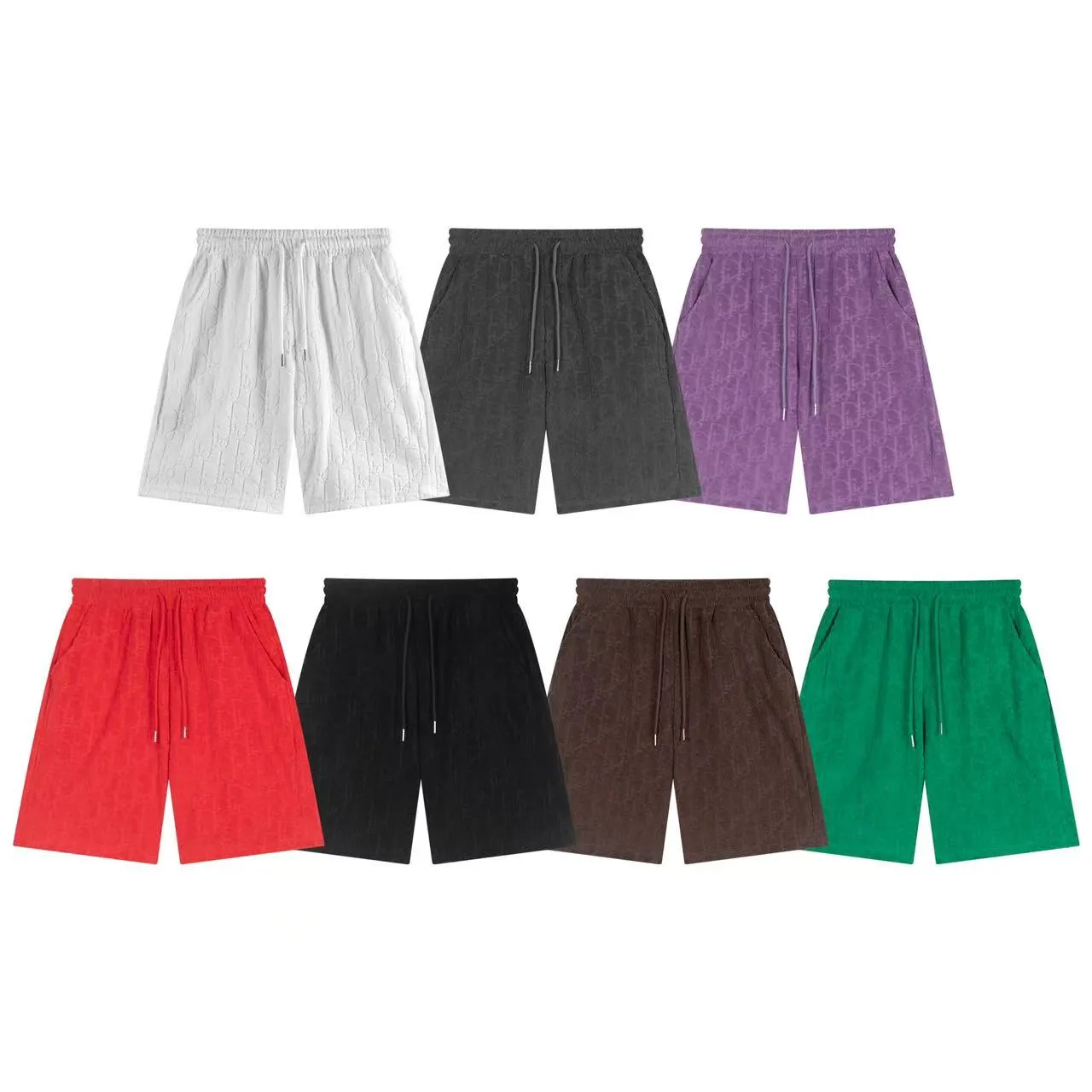 🅿️170 ❥B806# High quality Dior 2025Fall spring and summer new series Presbyopia jacquard terry shorts Custom-woven and dyed pure cotton 100% gram weight 300G fabric Positioning and tailoring heavy material size: S M L XL Color: brown