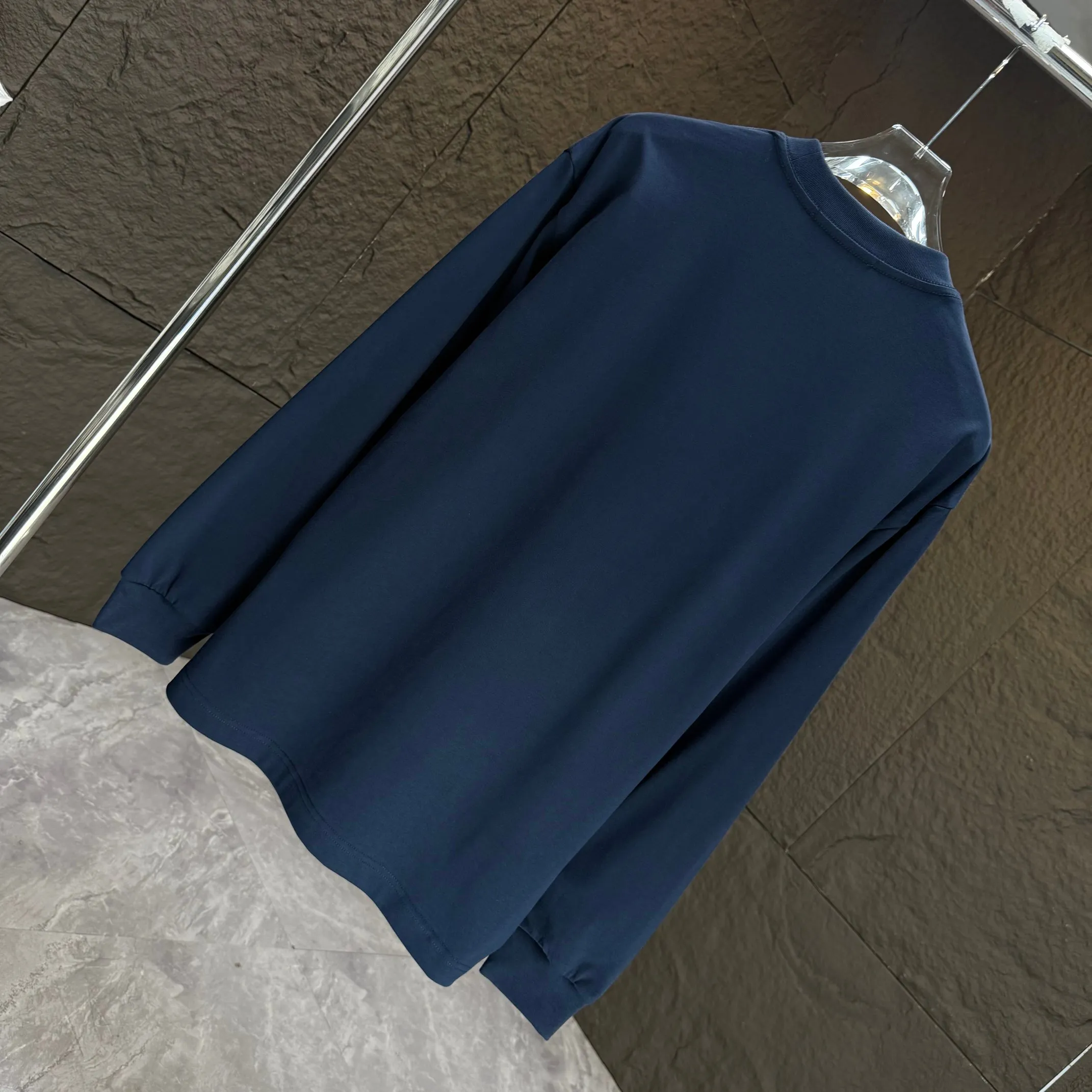 🅿️230 Dio* Dior* 2025 autumn and winter new thick long-sleeved T-shirt 320g pure cotton letter logo hand-sewn label Color: Black White Angora Red Night Blue Size: S M L XL
