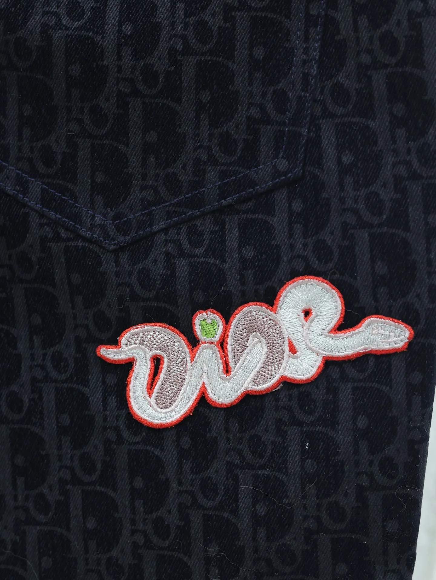 🅿️430 Dio*/Dior 25ss Year of the Snake embroidered letters cotton blend denim shorts Size: S/M/L/XL