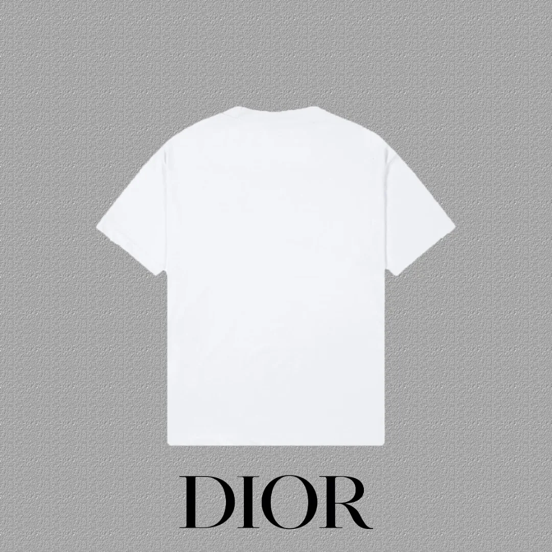 🅿️170 [DIOR] 2025FW short-sleeved T-shirt, thick plate LOGO, high-end 26s double yarn 300g fabric, heavy fabric, custom stretcher rib, same vat and dye, complete three standards, same style for men and women, color: black, white, size: S M L XL 2XL