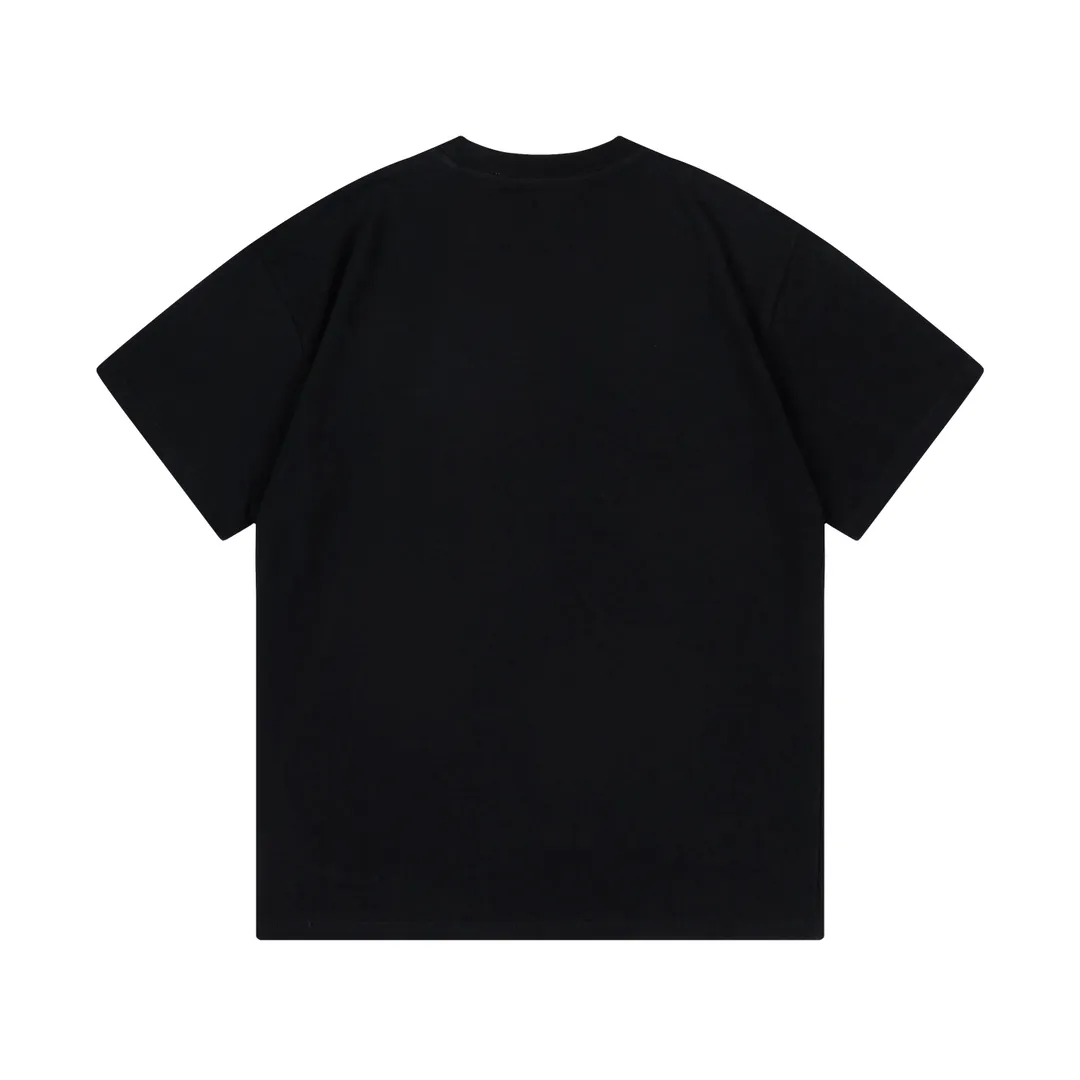 🅿️170 DIOR Dior 2025 early spring new style, customized 270g double yarn pure cotton fabric, patch denim jacquard letter logo, couple style, short-sleeved T-shirt, color: black, size: XS-L