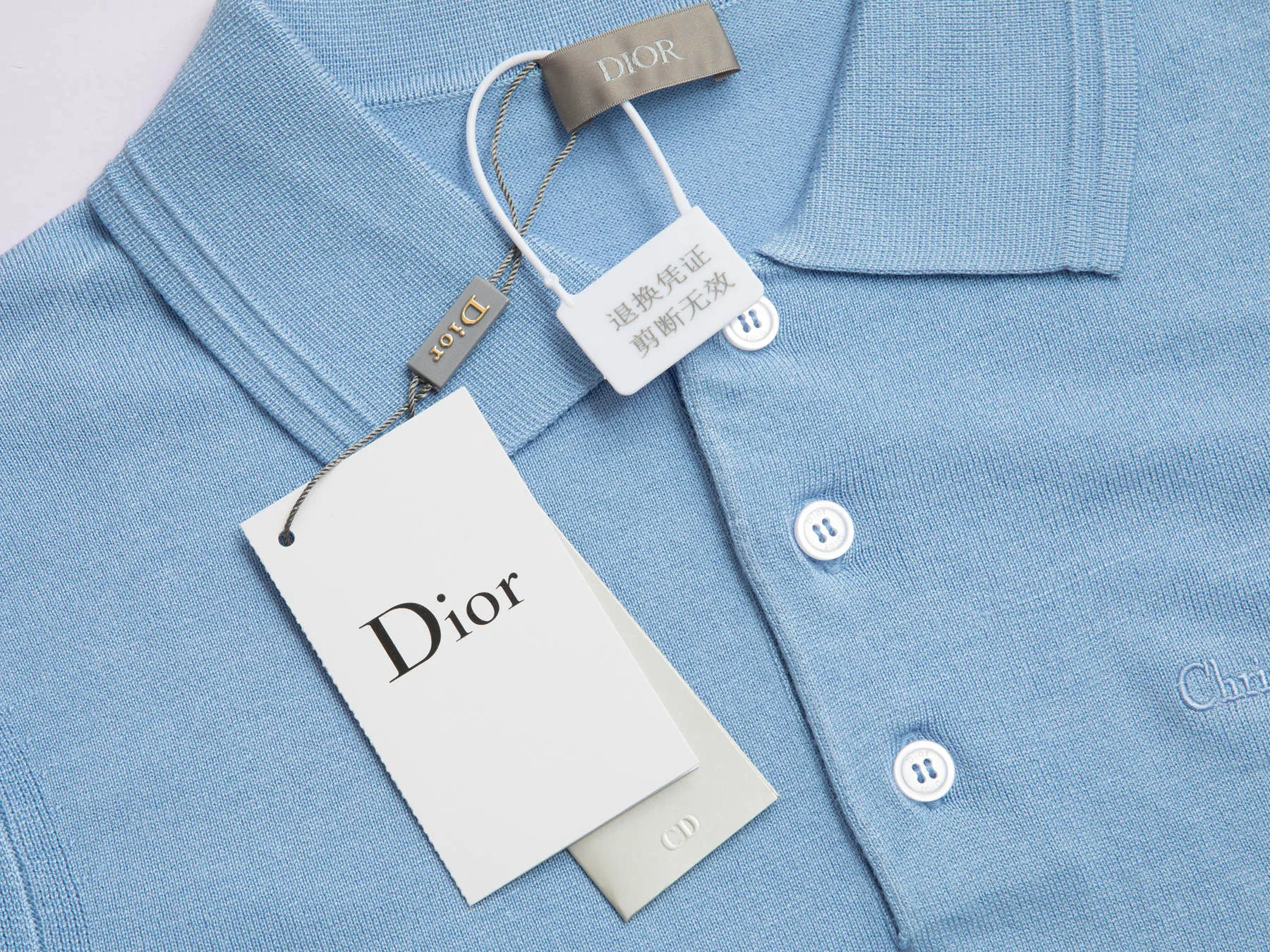 🅿️330 (ZP version) - Dior official website classic style, letter jacquard round neck cashmere knitted short sleeves, same style for men and women - Made of ZP custom-dyed cashmere knitted fabric, threads are custom-dyed in the same cylinder with zero color difference, full set of accessories customized to distinguish the market currency, welcome to compare - color black sky blue - size S M L XL