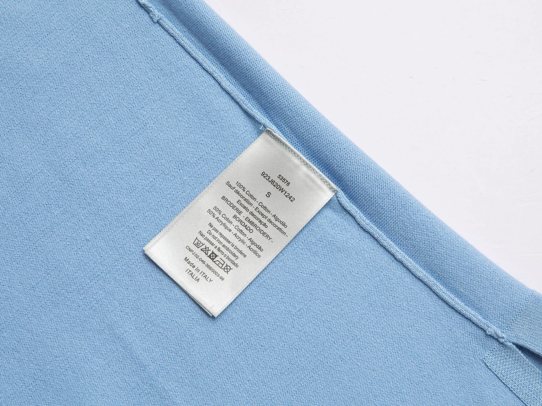 🅿️330 (ZP version) - Dior official website classic style, letter jacquard round neck cashmere knitted short sleeves, same style for men and women - Made of ZP custom-dyed cashmere knitted fabric, threads are custom-dyed in the same cylinder with zero color difference, full set of accessories customized to distinguish the market currency, welcome to compare - color black sky blue - size S M L XL