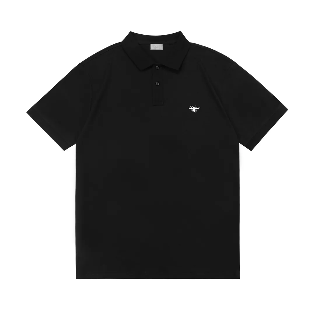 🅿️190 DIOR Dior 2025 new style embroidered bee logo couple casual polo shirt ·Customized pique cotton fabric ·Imported Tajima machine embroidery technology ·Collar label, hangtag, main mark and three labels complete Color: Black Size: M-XXXL