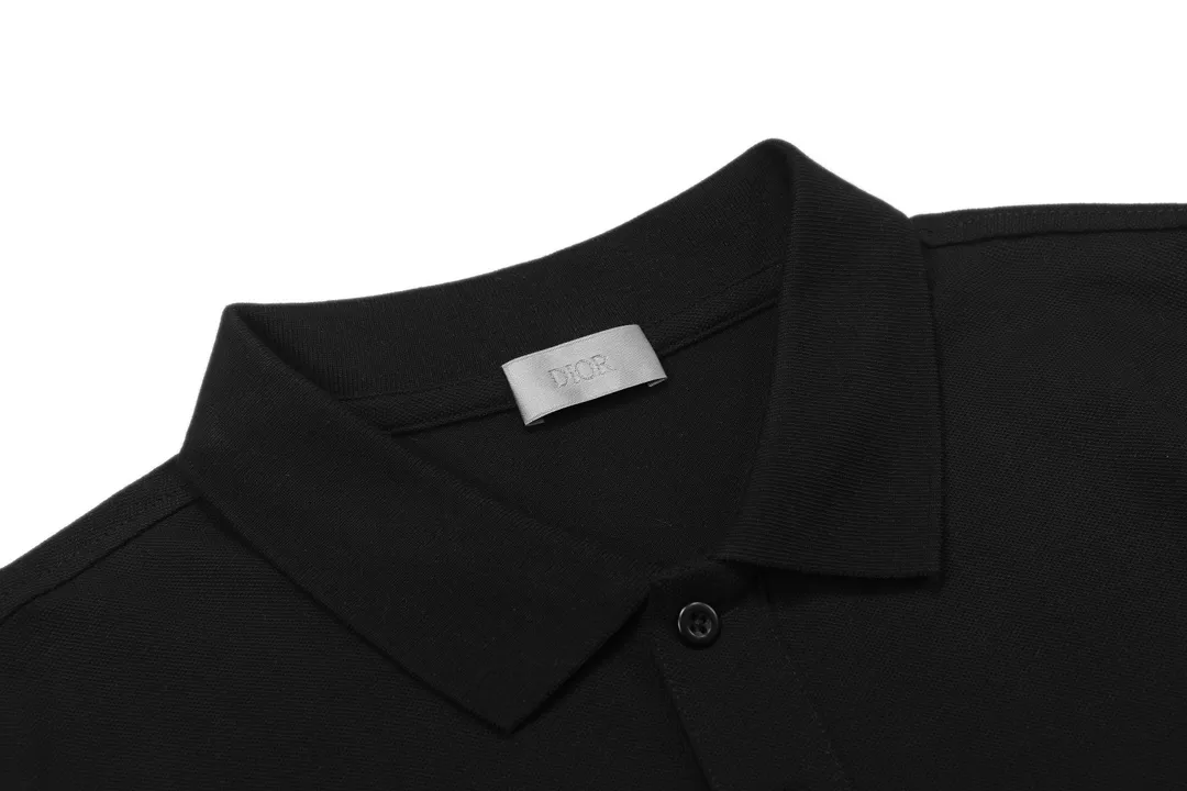🅿️190 DIOR Dior 2025 new style embroidered bee logo couple casual polo shirt ·Customized pique cotton fabric ·Imported Tajima machine embroidery technology ·Collar label, hangtag, main mark and three labels complete Color: Black Size: M-XXXL
