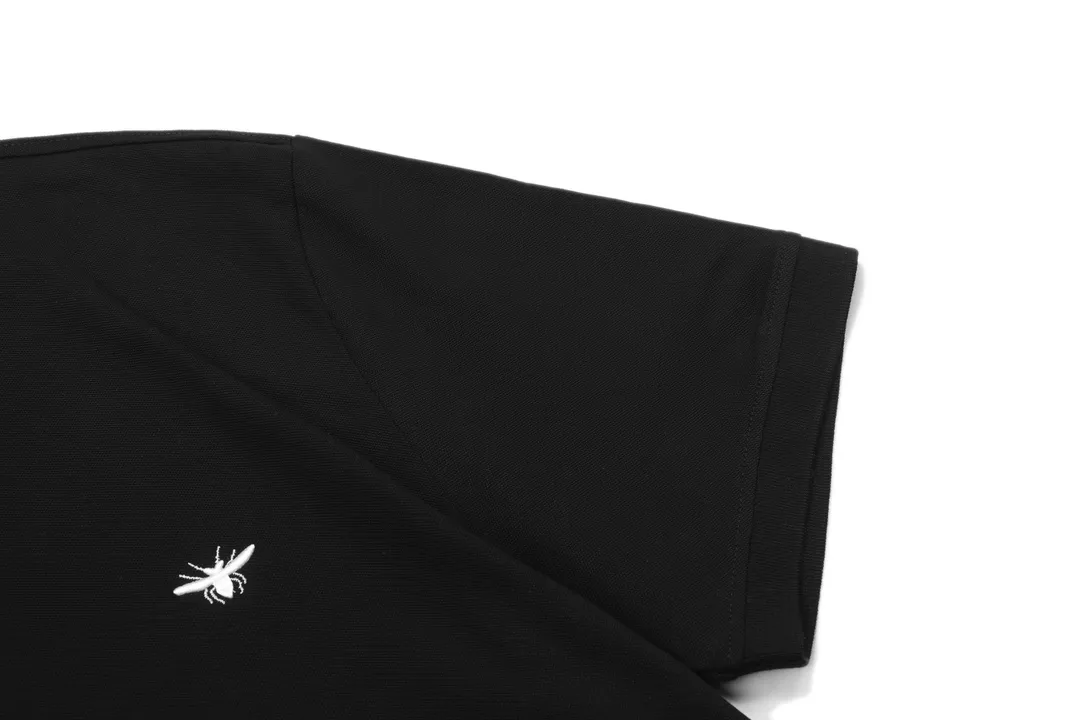 🅿️190 DIOR Dior 2025 new style embroidered bee logo couple casual polo shirt ·Customized pique cotton fabric ·Imported Tajima machine embroidery technology ·Collar label, hangtag, main mark and three labels complete Color: Black Size: M-XXXL