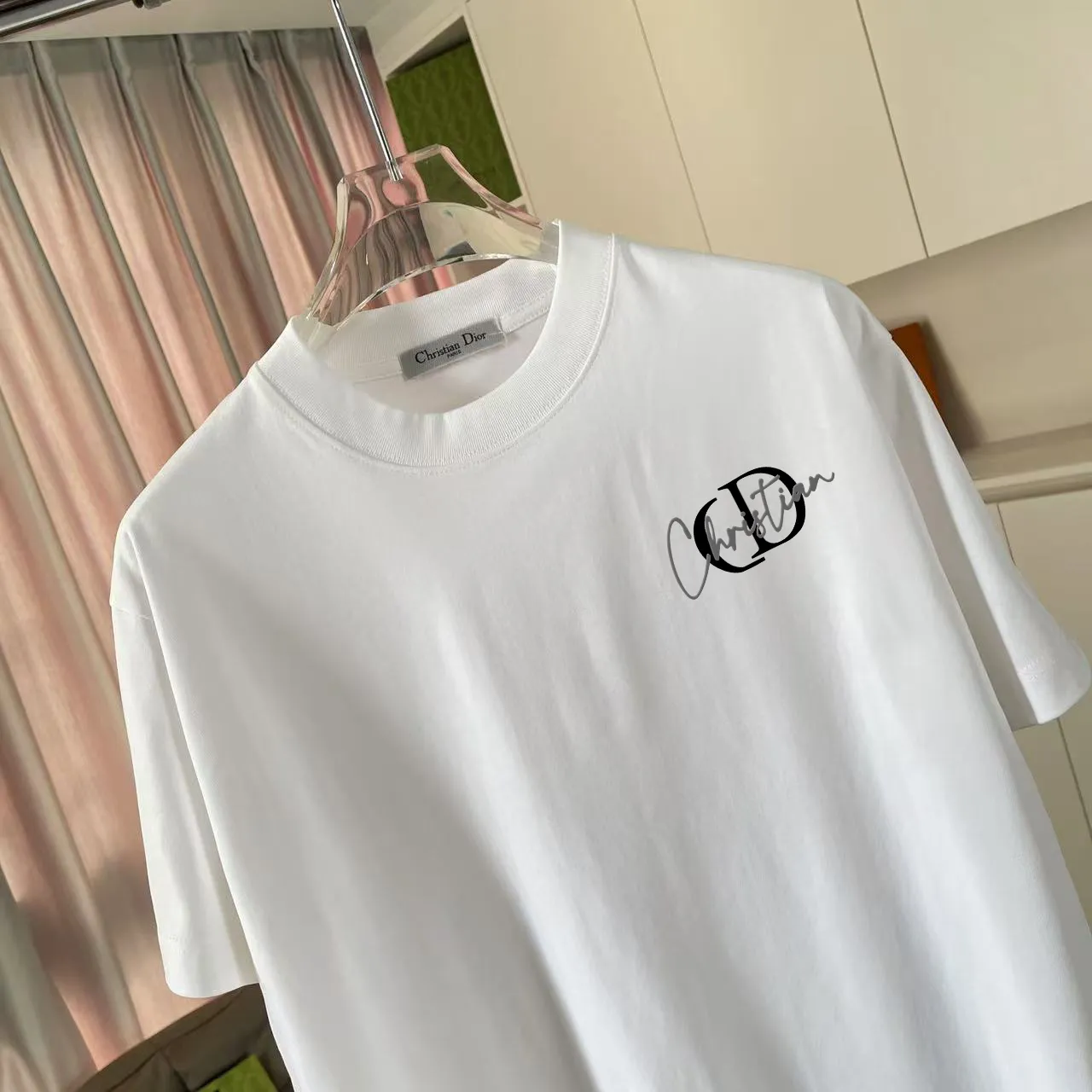 🅿️170 Dio Dior 2025 summer new style Personalized letter logo printing Short-sleeved T-shirt Customized fabric 300g Same style for men and women Color: black white lake green sky blue Size: S M L XL XXL five sizes ​