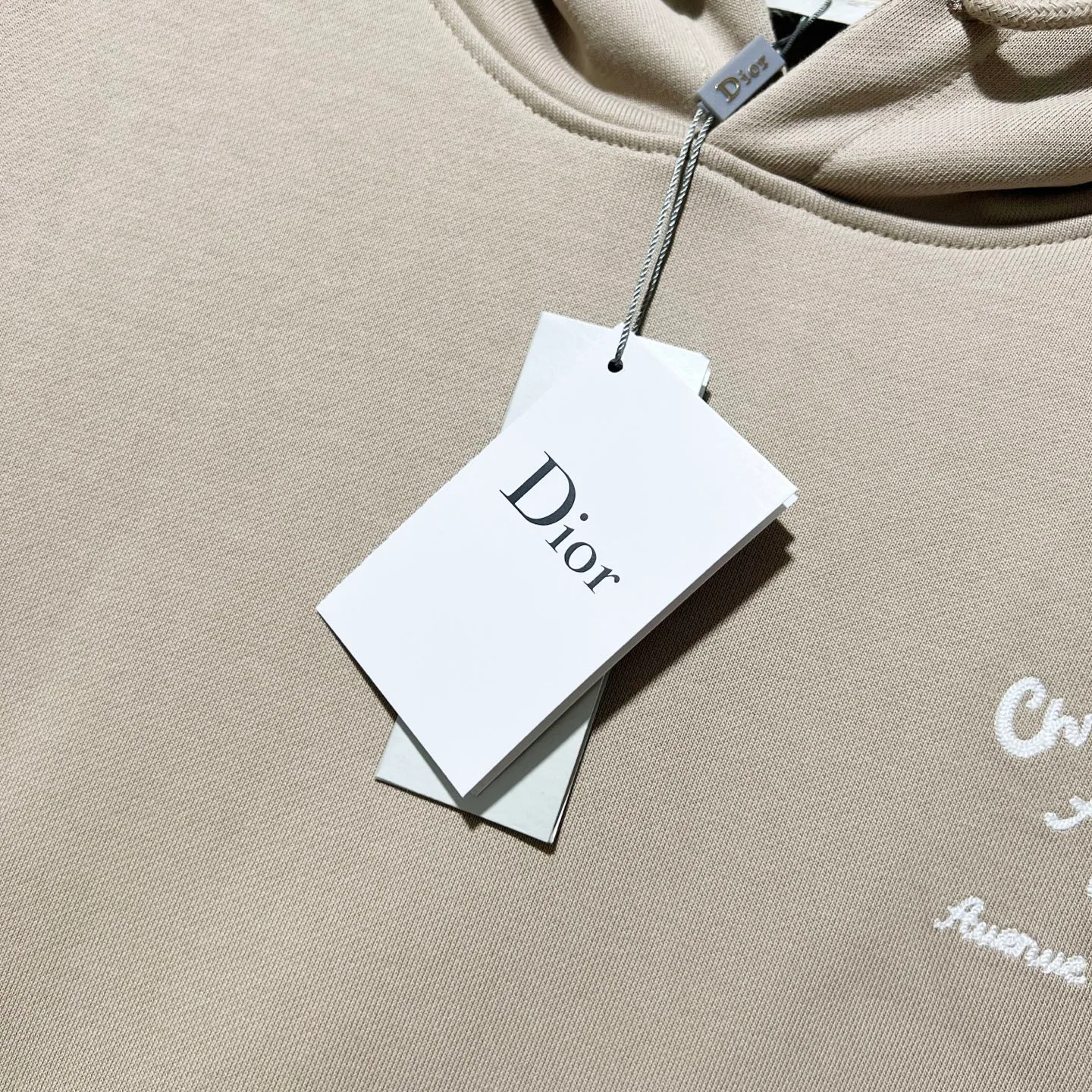 🅿️290 DIOR/Dior 420g pure cotton fabric hooded sweatshirt, front and back knot letter signature ✍️embroidery🪡LOGO logo, official synchronization, high version, high quality, fashionable personality, versatile trend, pure original quality, original fabric, tag, collar label, washed wheat, complete three standards, color: black, khaki, white, gray. Size: XS-L