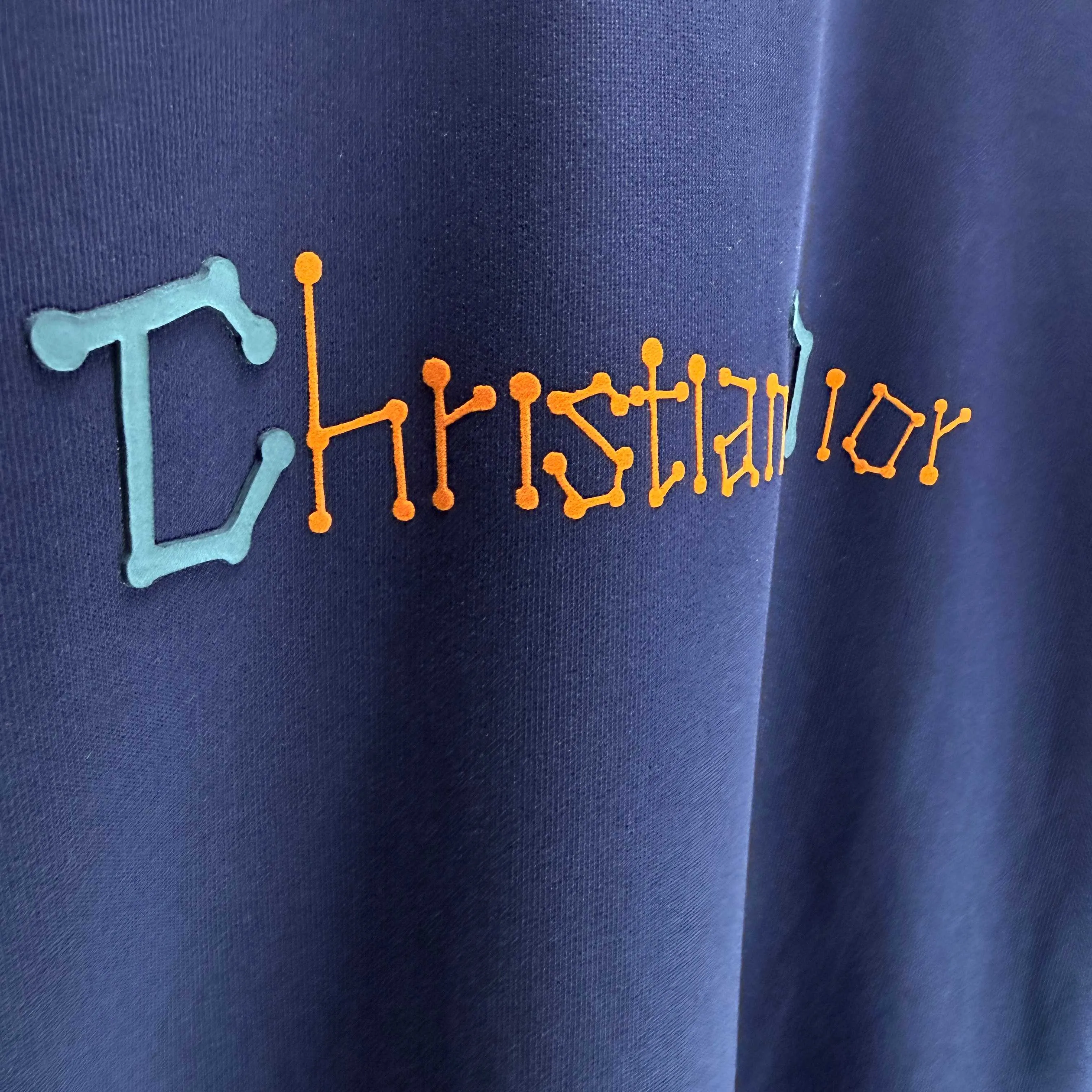 🅿️250 Dio* Dior* 2025 autumn and winter new round neck sweatshirt 400 grams terry cotton letter logo flocking ➕skin-feeling cotton Color: Black White Blue Gray Size: S M L XL XXL