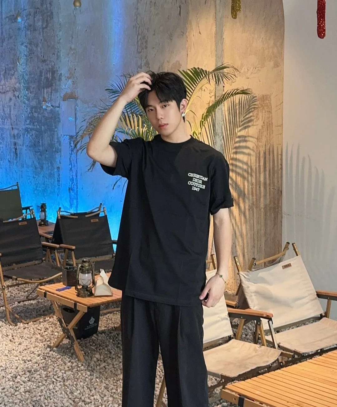 🅿️170 [DIOR Dior] 2025FW short-sleeved T-shirt LOGO printing High-end 26s double yarn 300g fabric Heavy fabric Customized frame ribbing in the same cylinder and dyeing Complete three standards Same style for men and women Color: Black White Size: S M L XL 2XL