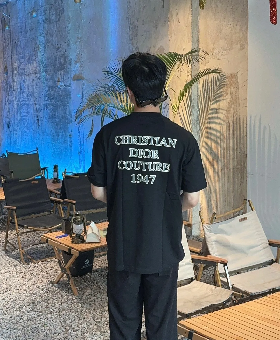 🅿️170 [DIOR Dior] 2025FW short-sleeved T-shirt LOGO printing High-end 26s double yarn 300g fabric Heavy fabric Customized frame ribbing in the same cylinder and dyeing Complete three standards Same style for men and women Color: Black White Size: S M L XL 2XL