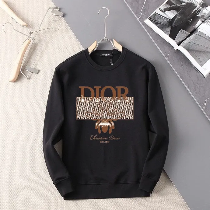 🅿️220 brand [DIOR Dior] (good news for fat people) 2025ss autumn latest long-sleeved round-neck sweatshirt, on sale simultaneously on the official website. Refreshing and breathable. Made of top Tencel Roman. Comfortable and soft. 3D three-dimensional clarity. Super fashion sense. Great for gifting and keeping for yourself. Size: M-5XL (can wear up to 220 pounds)