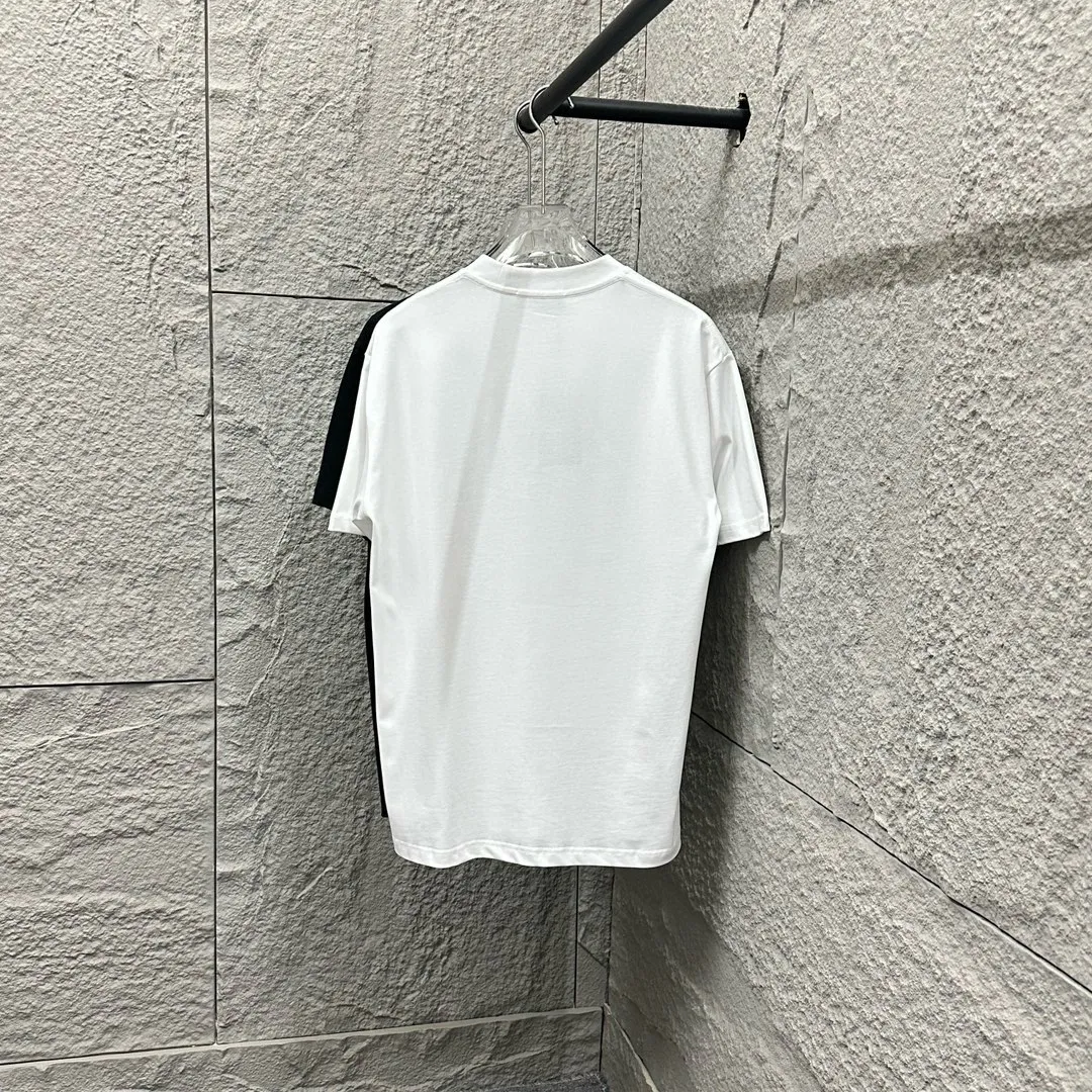 🅿️180 Dio*Dior 2025 spring and summer new style Classic orange letter flocking technology Customized double yarn plain cotton fabric Short-sleeved T-shirt Uniform for men and women Color: black white Size: S (90-130 catties) M (120-150 catties) L (140-165 catties) XL (160-180 catties) XXL (180-210 pounds)