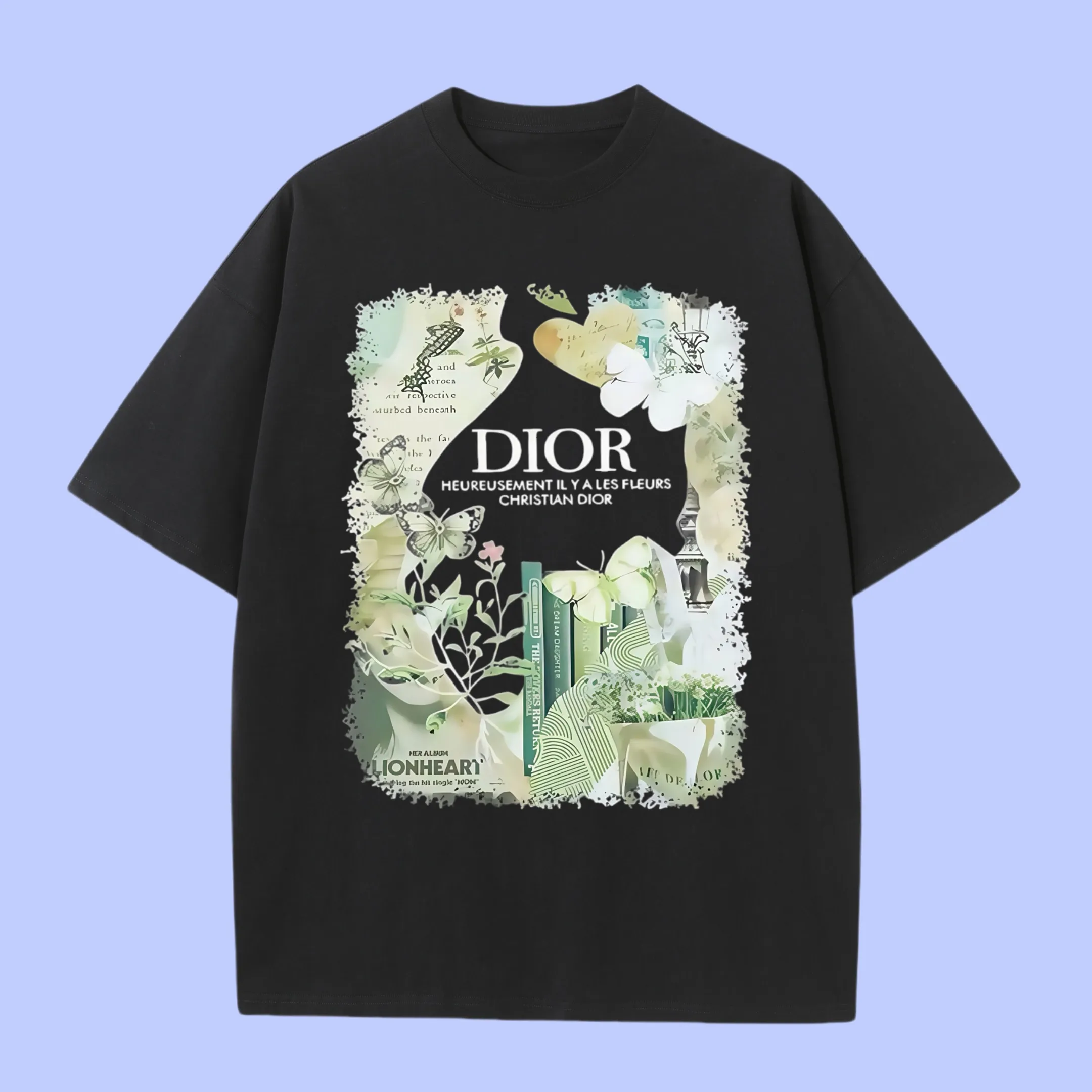 🅿️180 (Profit from cooperation) High-end quality Dior 2025Fall Spring and Summer Series Floral Short-sleeved T-shirt Different from ordinary printing Custom-woven 270G32 double yarn pure cotton fabric Loose version Same style for men and women Size: S M L XL XXL