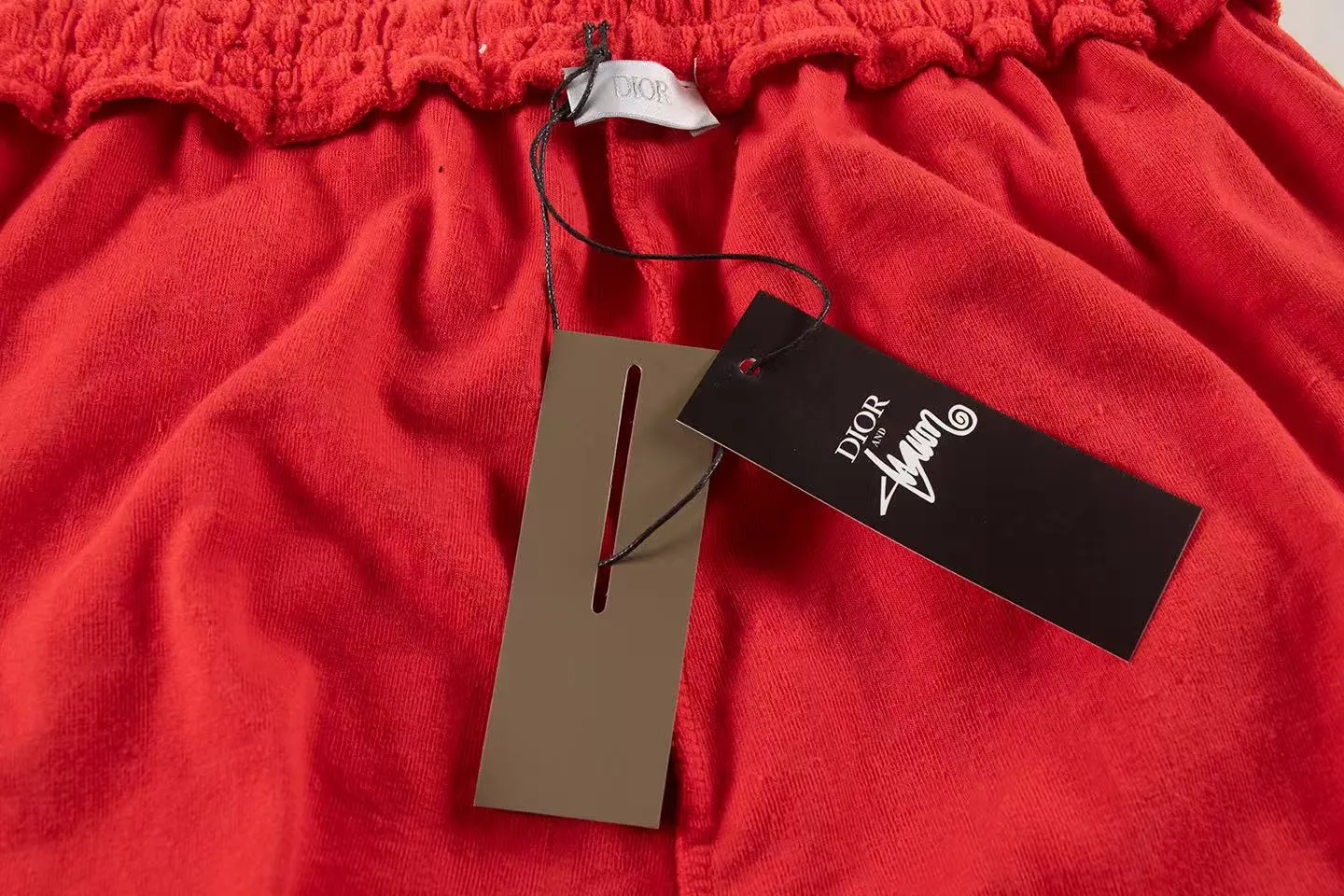 🅿️170 ❥B806# High quality Dior 2025Fall spring and summer new series Presbyopia jacquard terry shorts Custom weaving and dyeing pure cotton 100% gram weight 300G fabric Positioning and cutting heavy material size: S M L XL Color: red
