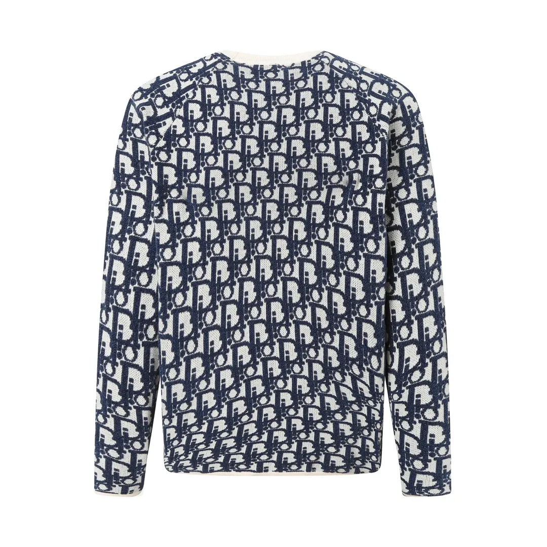 🅿️350 DIOR Dior jacquard round neck casual long-sleeved sweater. It can be easily integrated into casual or formal looks. It is a classic choice during the changing seasons. Same style for men and women. Color: Black Blue Green Size: XS S M L