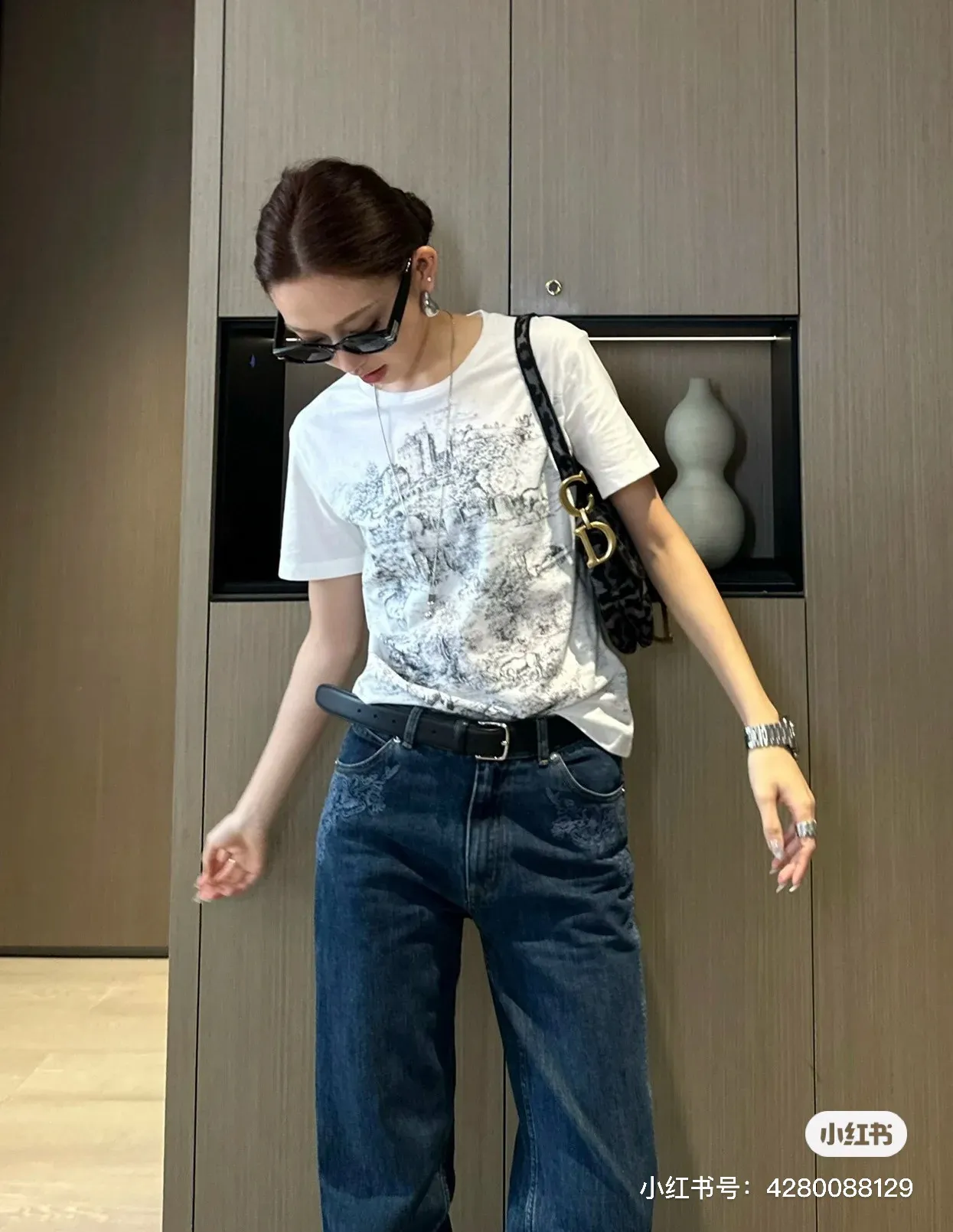 🅿️130 M128#Dior•25ss new linen non-sensory printed embroidered short-sleeved T-shirt ✅✅✅Ready stock Focus on quality Feel free to compare Size: S M L Color: White