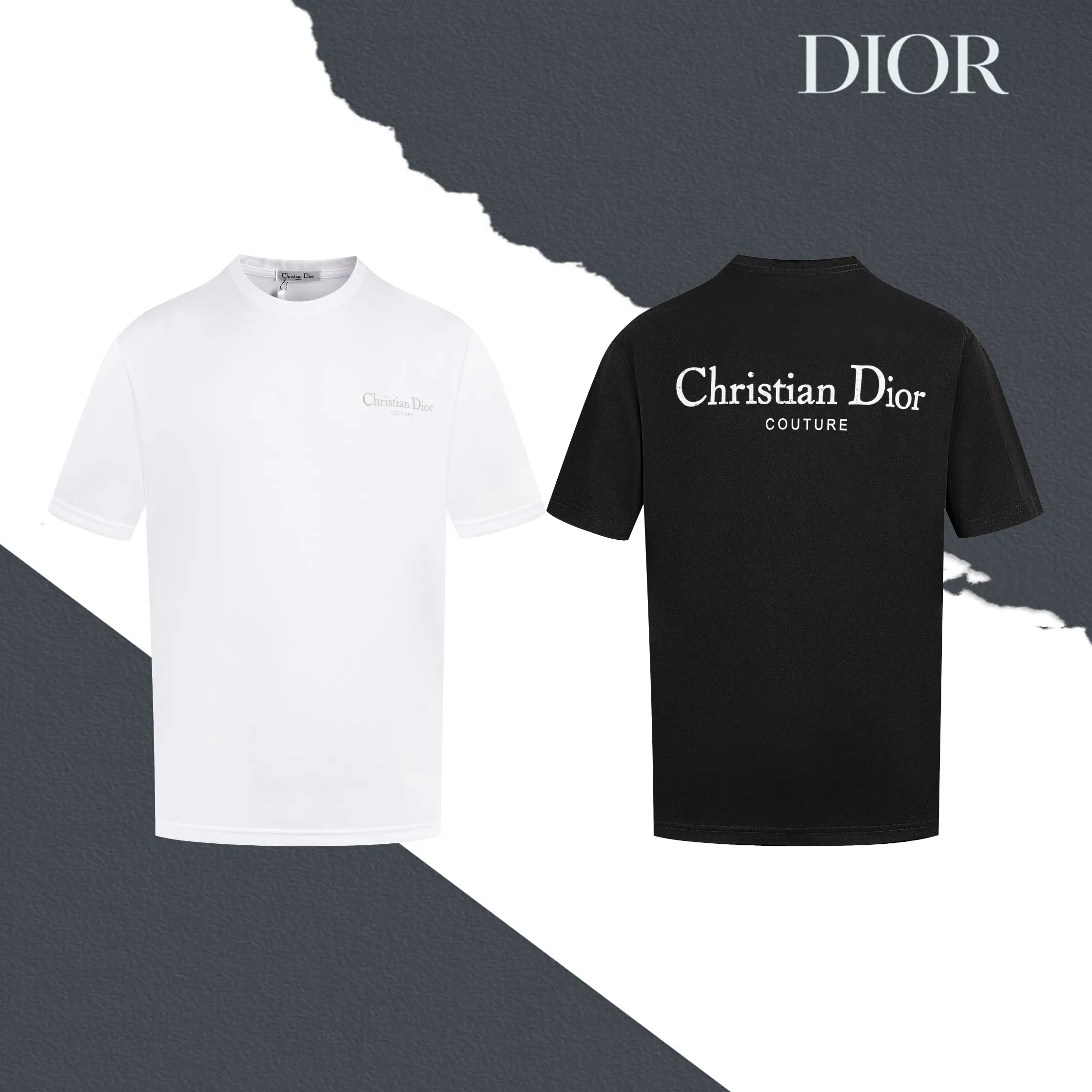 🅿️170 Style No. S0 DIOR Dior lettering shabby printed round neck short sleeves on the front and back, direct-injection printing, small holes, full package, complete with three labels, original matching accessories 1:1, main mark process, very high-end, has been pre-shrunk at high temperature, not easy to deform after repeated washing, pure cotton 280 grams, high gram weight, 32 count double yarn, no pilling, no fading, comfortable and breathable, matched with 1x1 thread in the same cylinder, oversize loose version Can wear up to 220 pounds Color: black white Size: XS-L