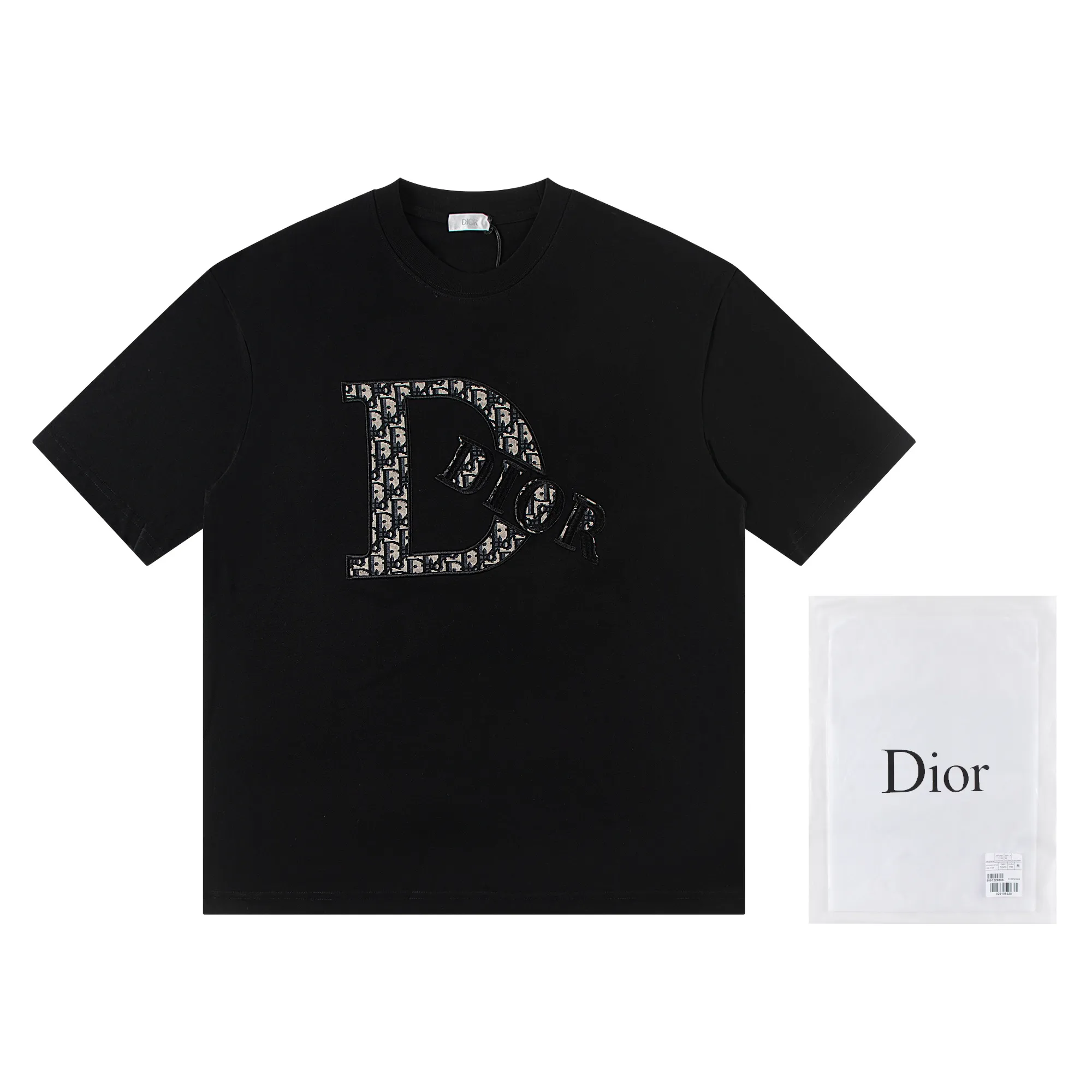 🅿️160 Dior*2025 latest short-sleeved material: high version 300g double yarn combed cotton Size: S M L XL Color: black white Style number: W2605