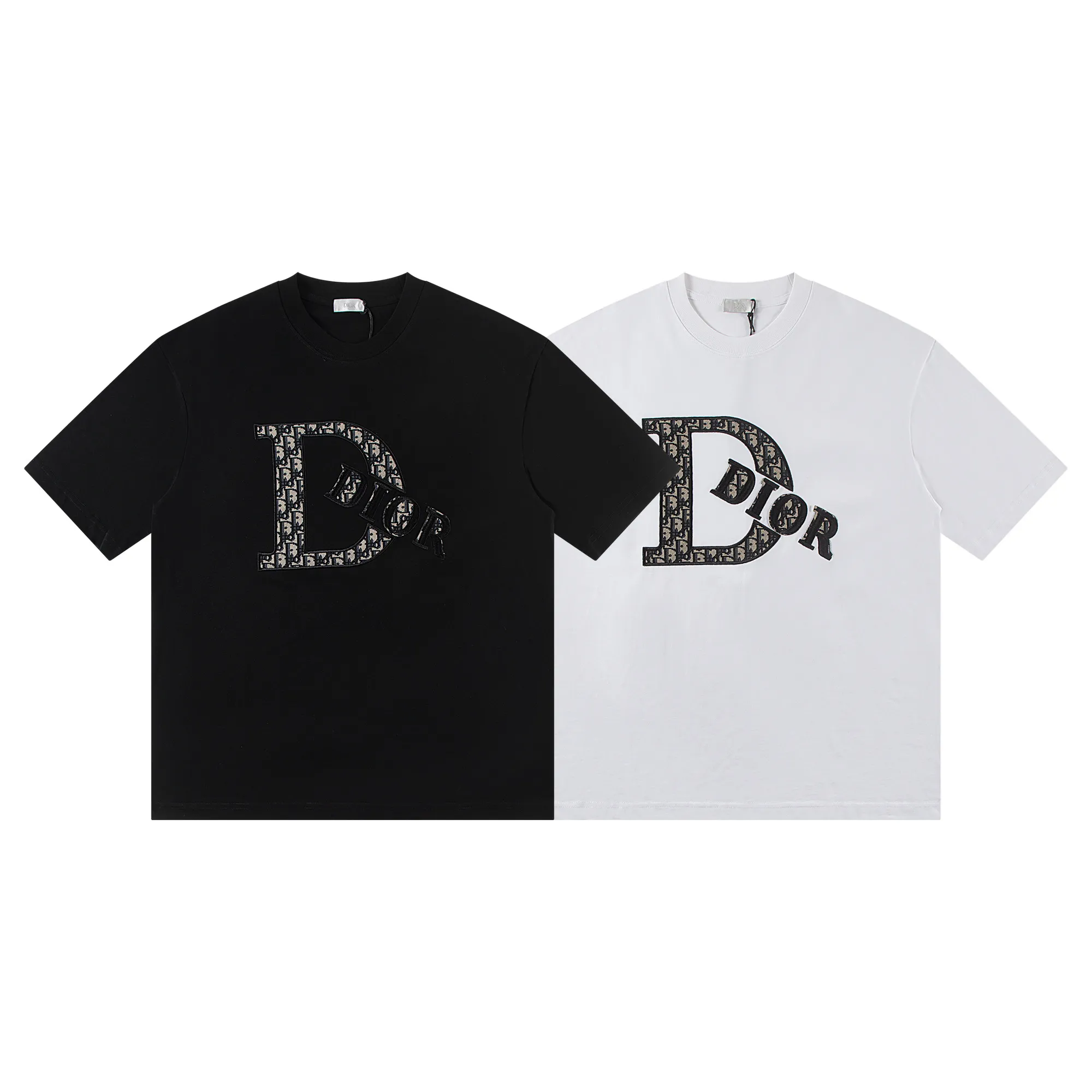🅿️160 Dior*2025 latest short-sleeved material: high version 300g double yarn combed cotton Size: S M L XL Color: black white Style number: W2605