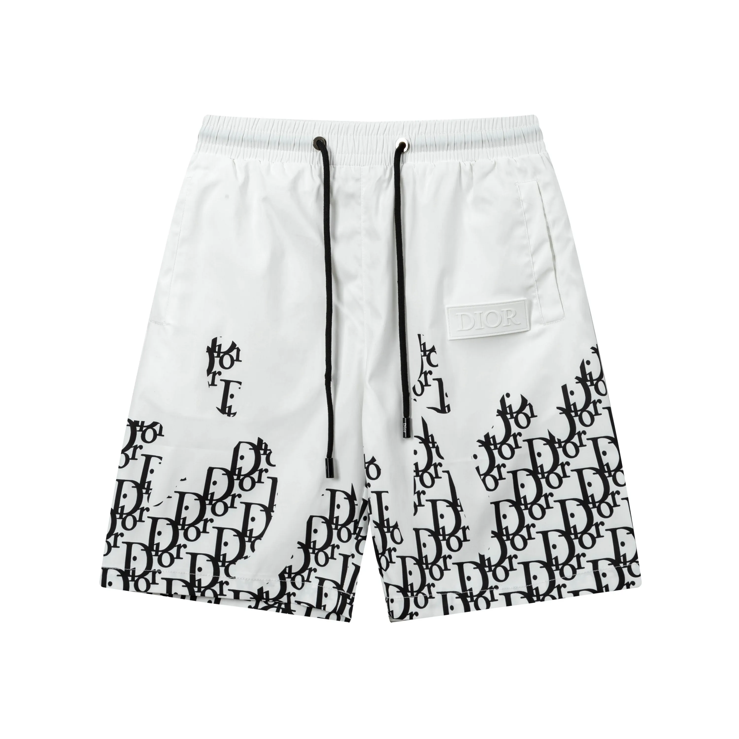 🅿️170 2025 DiOR Dior's new quick-drying beach shorts, customized fabrics, with presbyopic craftsmanship and logo printed all over. The version is tight and three-dimensional, with straight stripe splicing. The customized trouser cord hardware has strong texture and smoothness. The upper body is comfortable and breathable. It has a concave and convex three-dimensional feel. It is fashionable and casual. Color: White Black Size: M-4XL