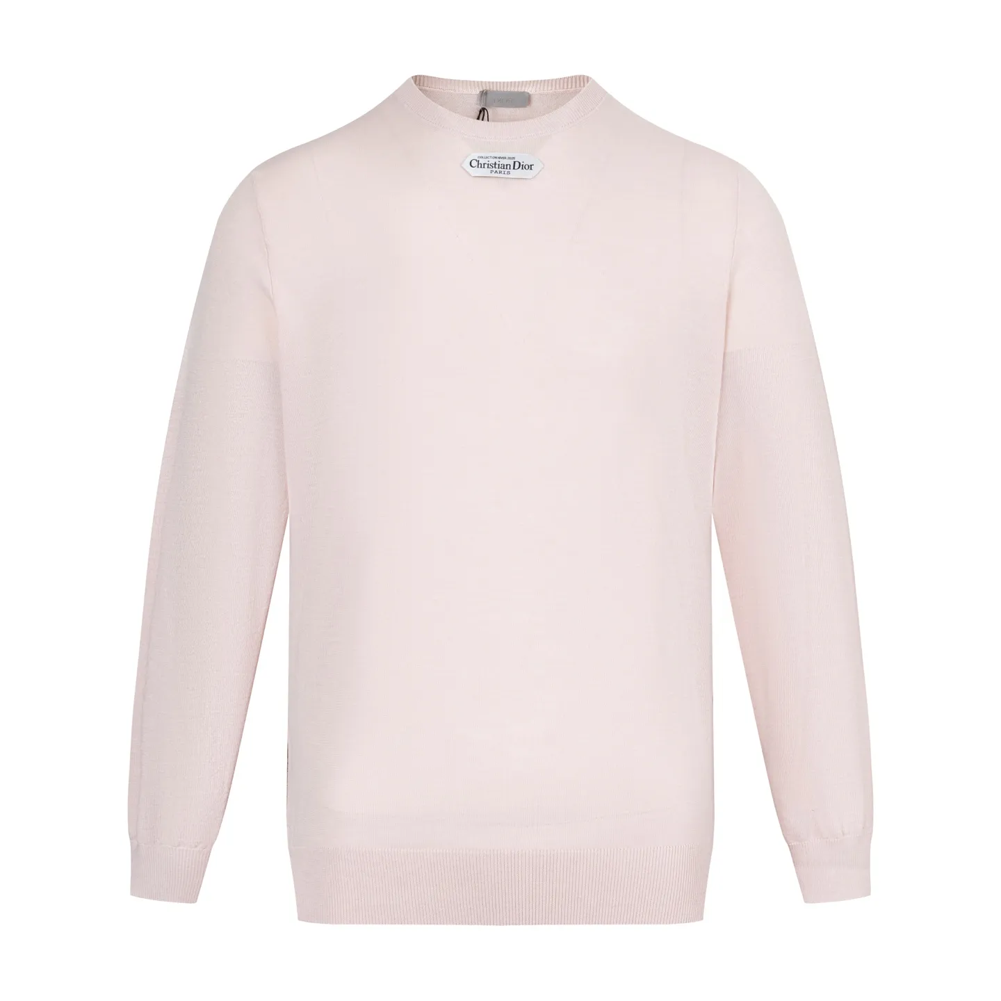 🅿️400 [Exclusive supply] CD 25FW Simple label thin sweater (pink) This sweater is decorated with a logo label, paying tribute to the spirit of haute couture and the extraordinary craftsmanship of the workshop. Crafted from blended sheep wool jersey, it has a unique soft texture. Wear it with jeans and tailored trousers for a sophisticated and timeless look. Made of plain knitting, the fabric is fine-textured, soft and skin-friendly, stiff and elastic, taking into account both warmth and breathability. The color of the wool highlights the texture. Based on simple tailoring, the ribbed round neck, cuffs and hem are carefully processed to enhance the fit and durability, keeping the shape long-lasting and neat. The brand label on the chest is embellished as the brand's signature detail and is woven using double-sided jacquard technology; black threads are embedded in the white base, or micro-letters are formed through the density of the yarn. The edge of the label is processed by laser cutting, and there are no defects such as yarn leakage and yarn leakage. Size:XS-S-M-L