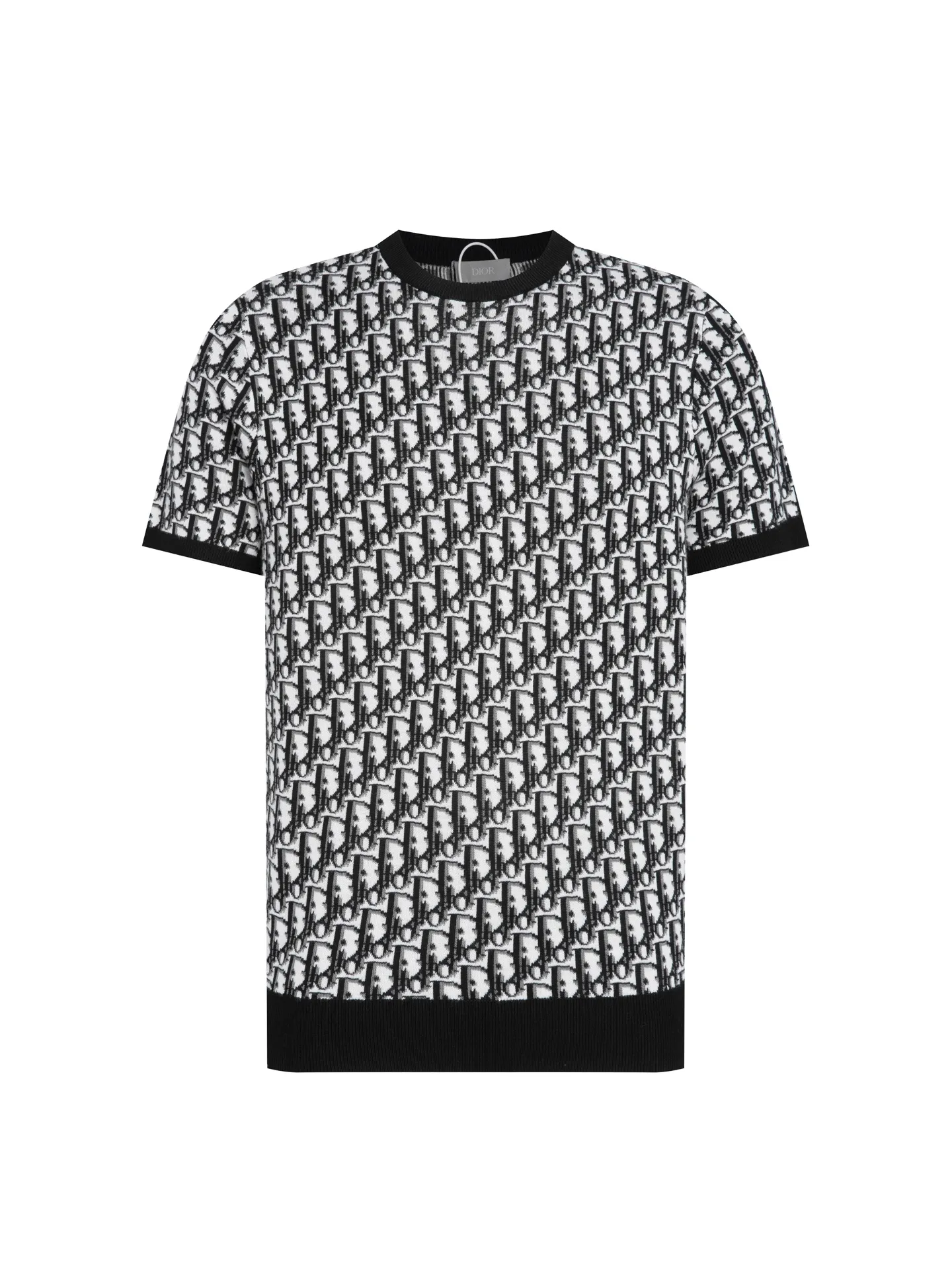 🅿️330 (ZP version) - Classic Dior official website letter jacquard round neck Tencel knitted short sleeves, same style for men and women - Made of ZP custom-dyed Tencel knitted fabric, threads are custom-dyed in the same cylinder with zero color difference, full set of accessories customized to distinguish the market currency, welcome to compare - Color Black White - Size S M L XL