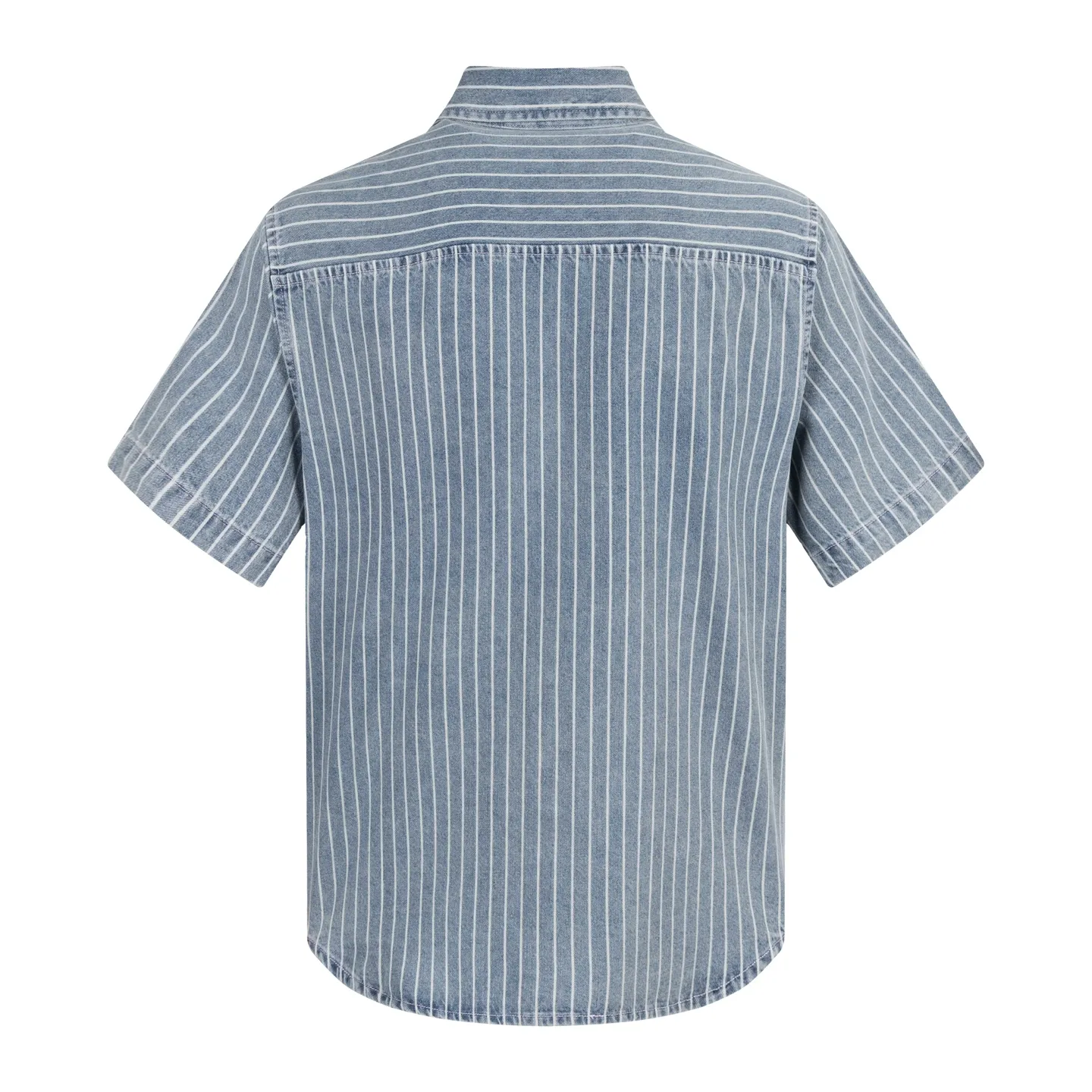🅿️420 [Exclusive supply] CD Bermuda striped denim short-sleeved shirt. The fabric is made of blue striped cotton twill fabric. It is carefully made with an elegant silhouette and is decorated with Cistian Couture embroidery on the front, creating a classic and sophisticated look. Cistian Couture is a new product in the 2025 autumn series, reinterpreting the unique tailoring style. Size:38-39-40-41