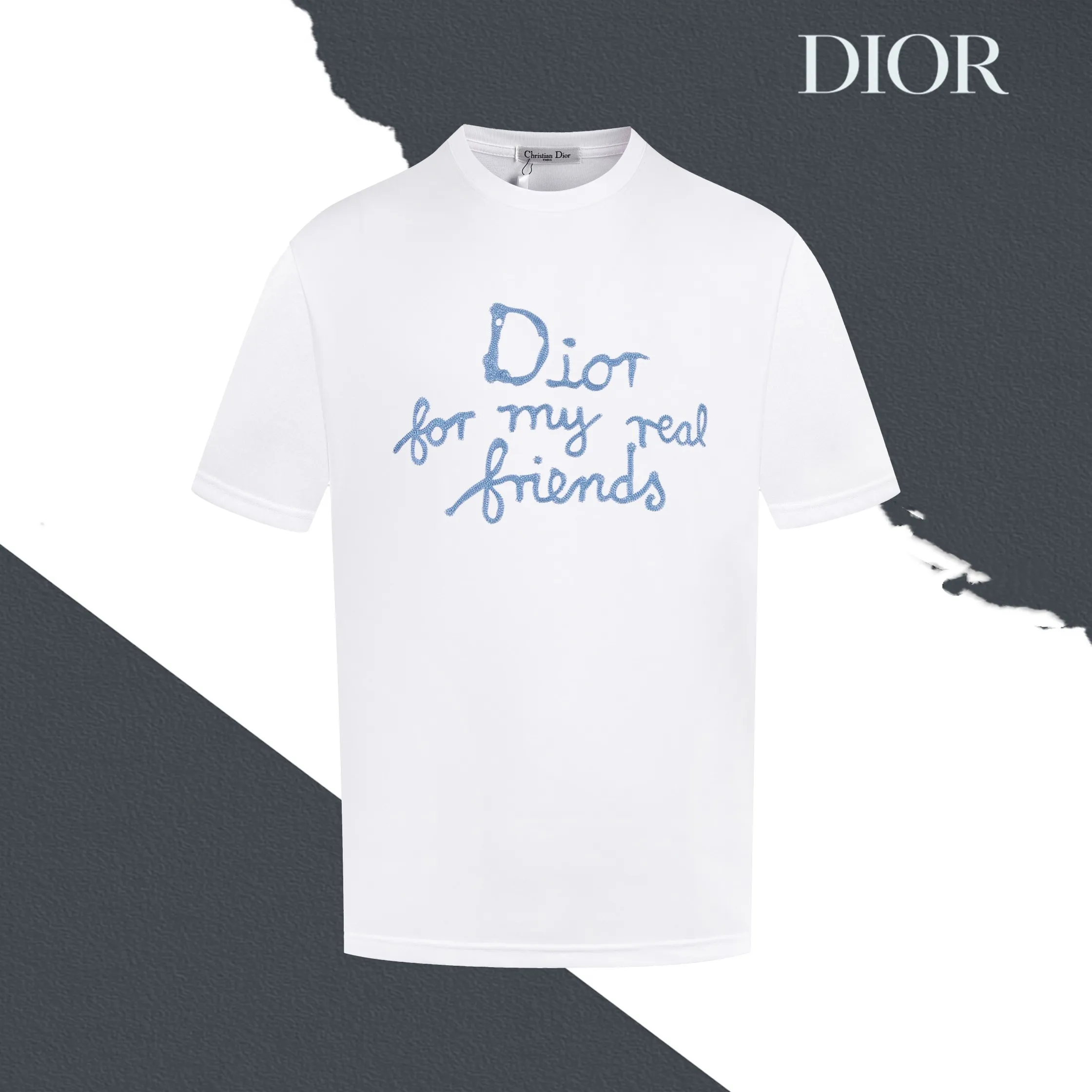 🅿️170 Style No. S04 DIOR Dior heavy industry logo letter logo embroidered round neck short sleeves, seam embroidery, full set of packaging, complete with three labels, original supporting accessories 1:1, main mark process, very high-end, has been pre-shrunk at high temperature, not easy to deform after repeated washing, pure cotton 280 grams, high gram weight, 32 double yarns, no pilling, no fading, comfortable and breathable, matched with 1x1 thread in the same cylinder, oversize loose version Can wear up to 220 pounds Color: black white Size: XS-L