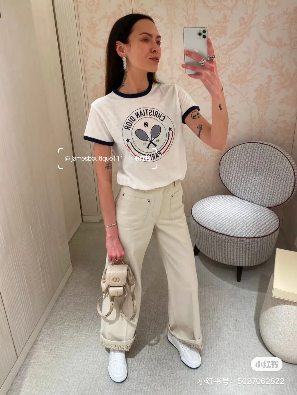 🅿️130 M252#Dior•🇫🇷25ss new linen printed thin short-sleeved T-shirt ✅✅✅Ready stock Focus on quality and compare at will Size: S M L Color: White
