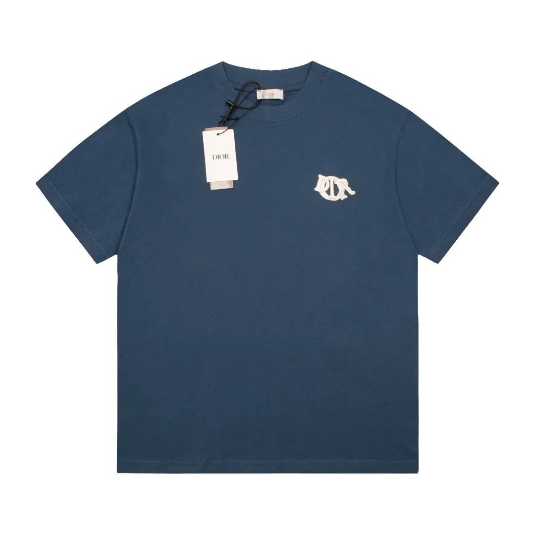 🅿️180 High-quality DIOR/Dior new series logo three-dimensional embroidered short-sleeved T-shirt, pure cotton double yarn fabric, using high-density thread embroidery, loose version, full set of accessories, soft and thick fabric, complete with three standards, same size for men and women. Size xs s m l