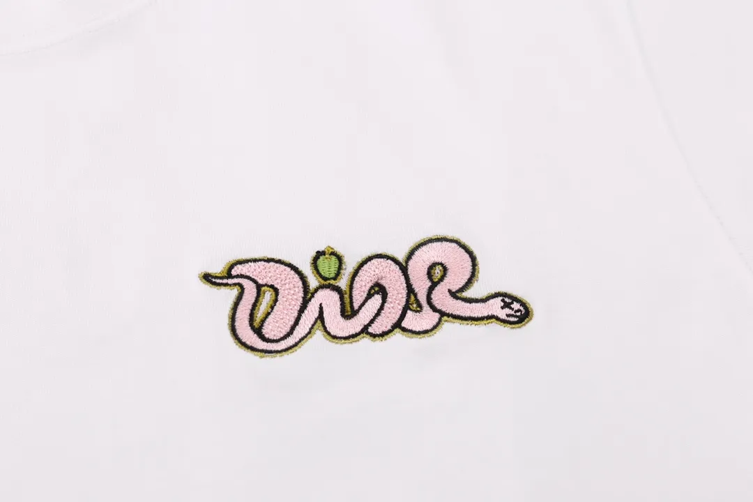 🅿️200 High-quality new DIOR-Dior-25 new Year of the Snake limited edition snake-shaped letter embroidery logo on the chest short-sleeved T-shirt Size: XS-L